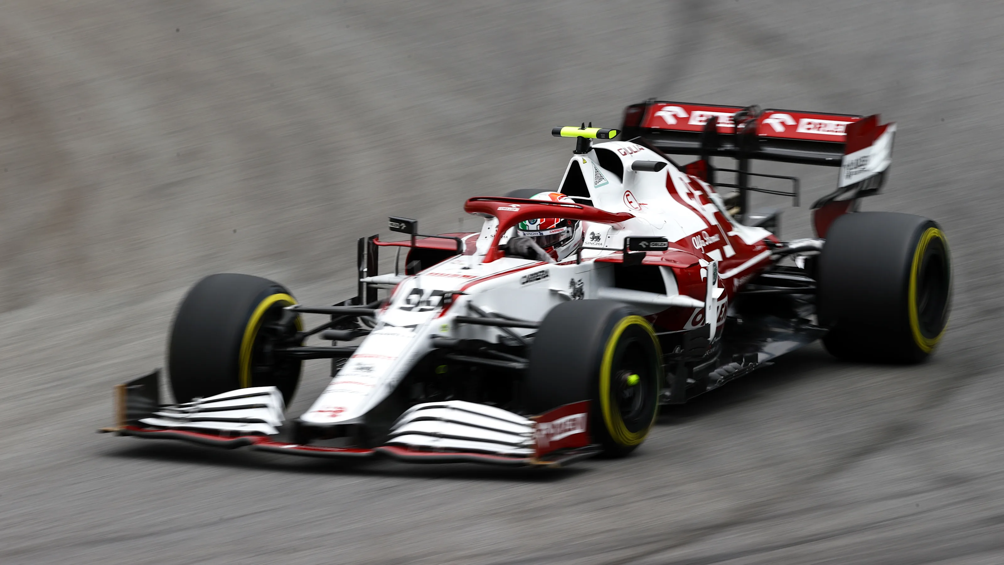 SAO PAULO, BRAZIL - NOVEMBER 12: Antonio Giovinazzi of Italy driving the (99) Alfa Romeo Racing C41