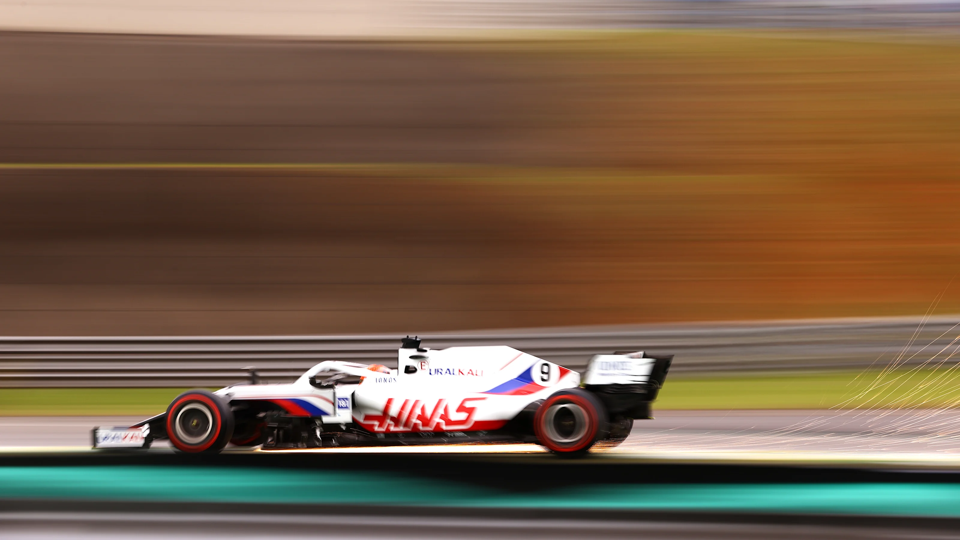 SAO PAULO, BRAZIL - NOVEMBER 12: Nikita Mazepin of Russia driving the (9) Haas F1 Team VF-21