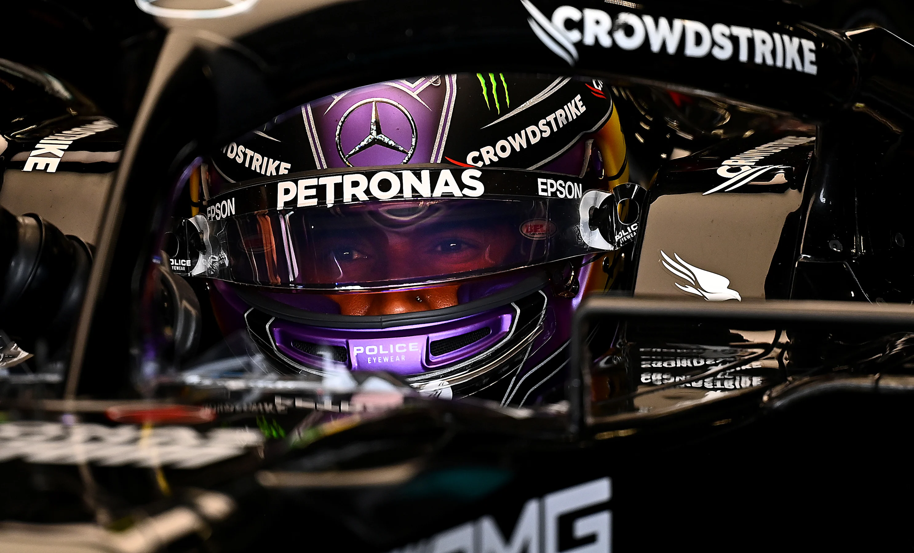 SAO PAULO, BRAZIL - NOVEMBER 12: Lewis Hamilton of Great Britain and Mercedes GP prepares to drive