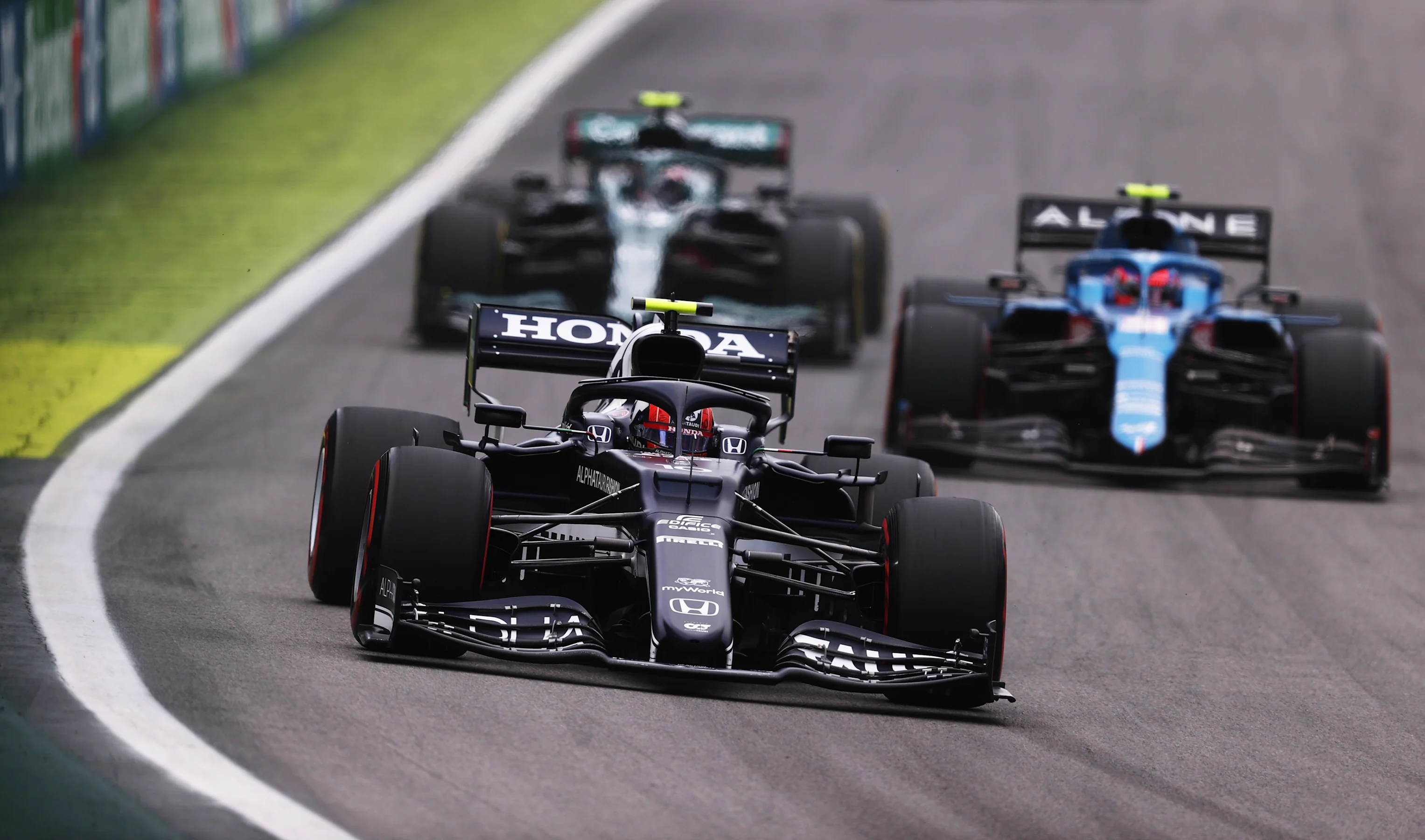 SAO PAULO, BRAZIL - NOVEMBER 13: Pierre Gasly of France driving the (10) Scuderia AlphaTauri AT02