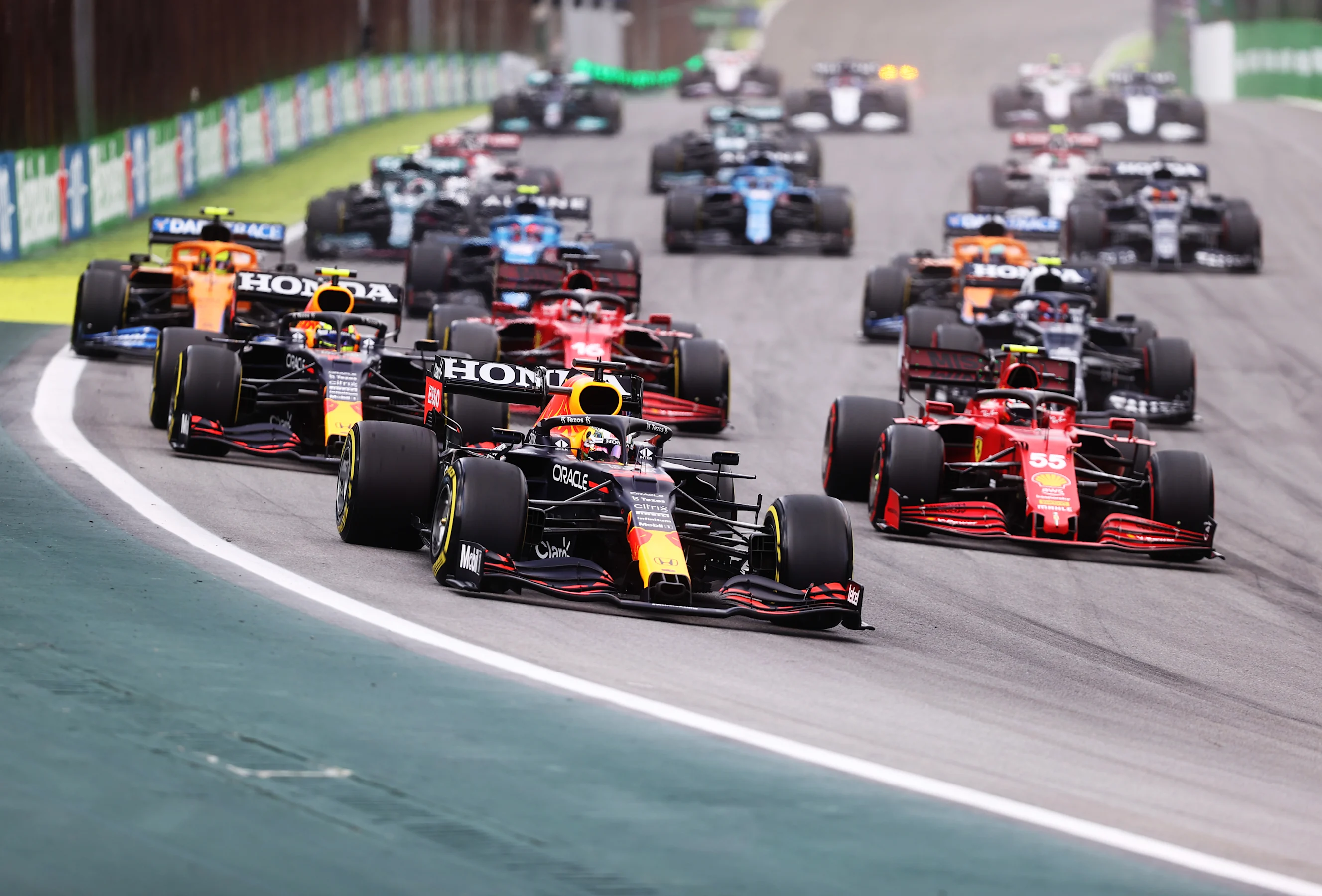 SAO PAULO, BRAZIL - NOVEMBER 13: Max Verstappen of the Netherlands driving the (33) Red Bull Racing