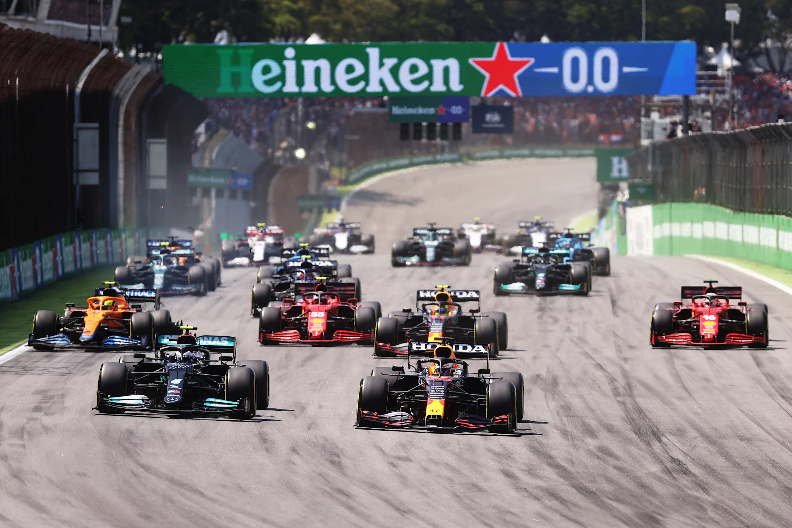 SAO PAULO, BRAZIL - NOVEMBER 14: Max Verstappen of the Netherlands driving the (33) Red Bull Racing