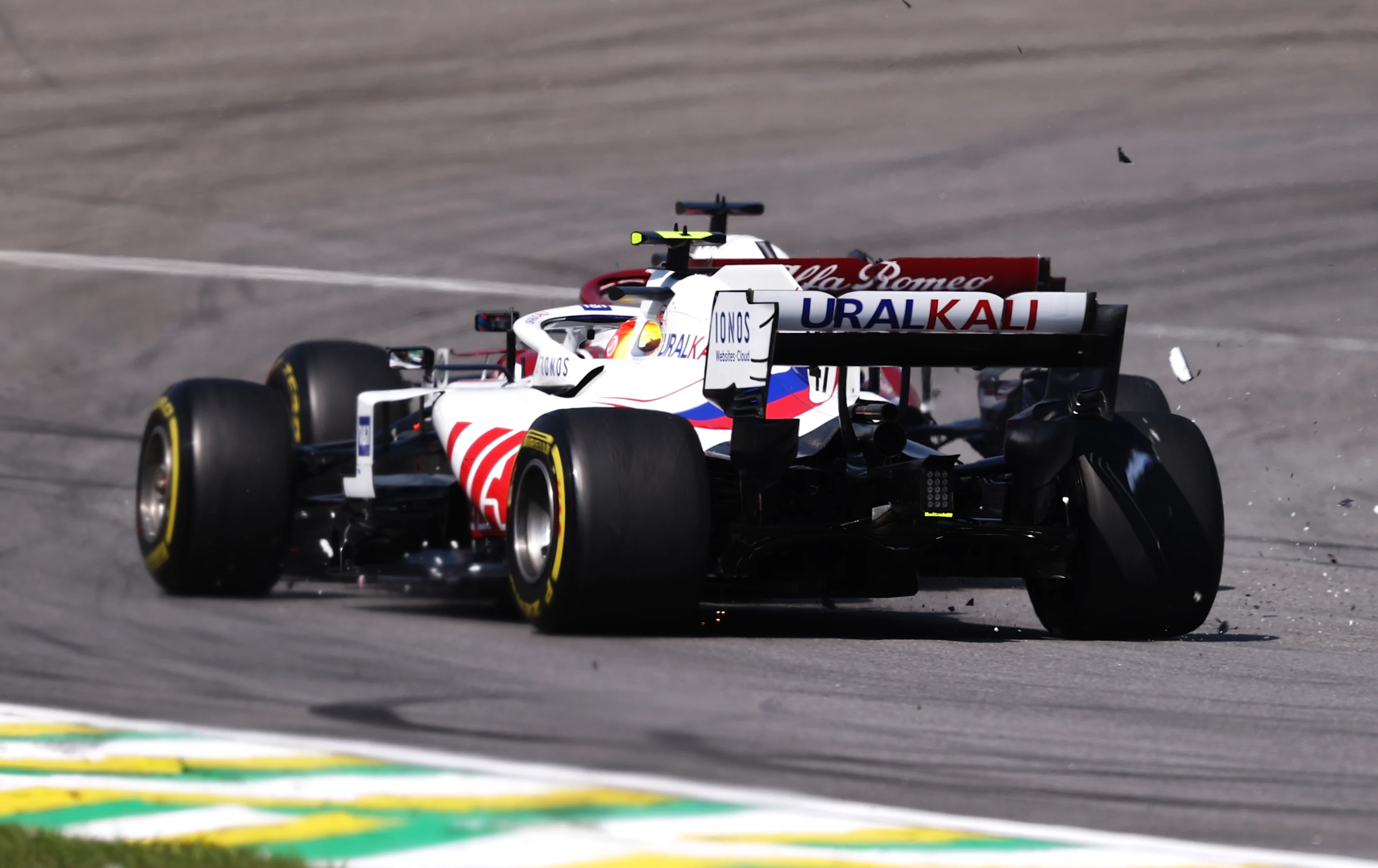 SAO PAULO, BRAZIL - NOVEMBER 14: Mick Schumacher of Germany driving the (47) Haas F1 Team VF-21