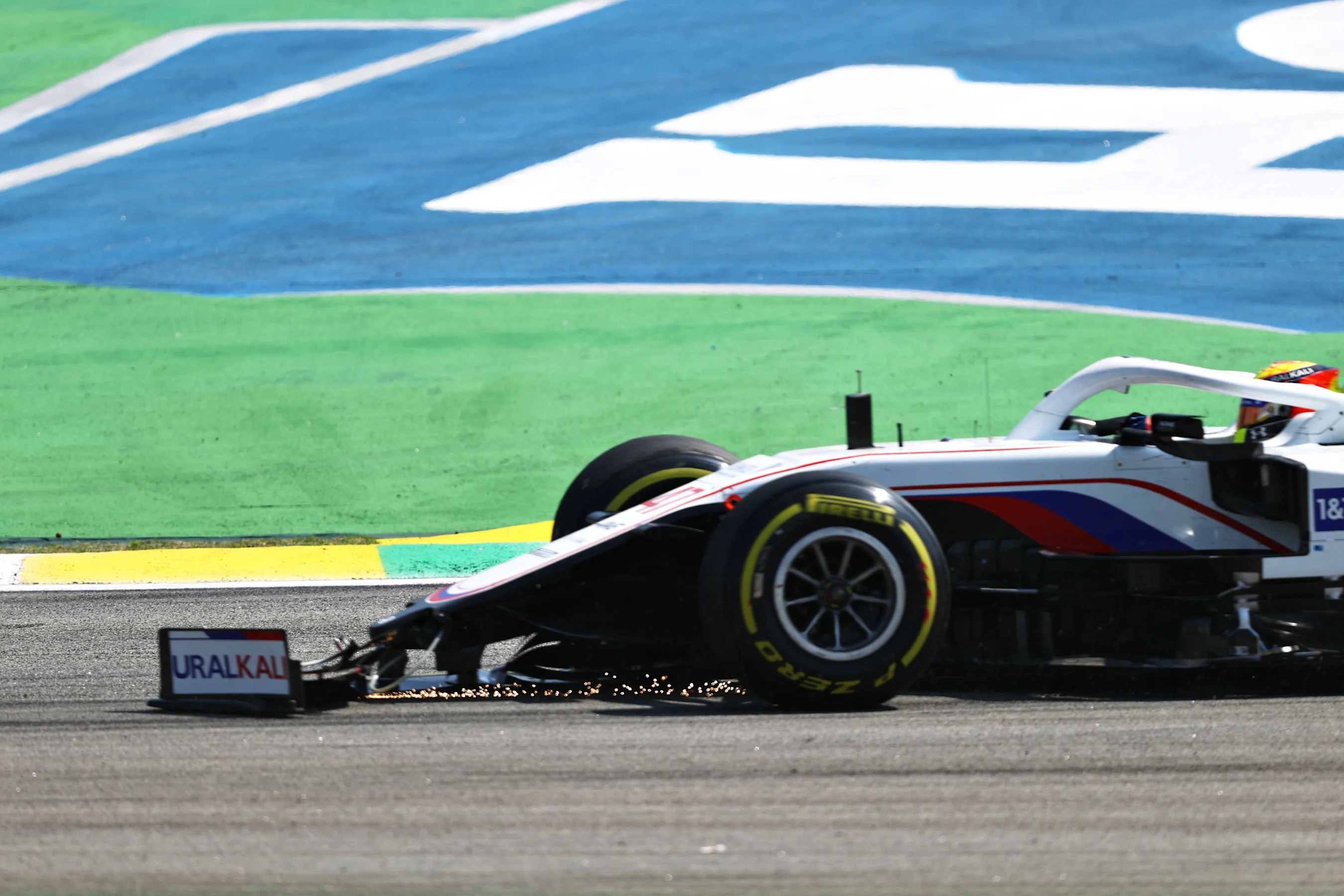 SAO PAULO, BRAZIL - NOVEMBER 14: Mick Schumacher of Germany driving the (47) Haas F1 Team VF-21