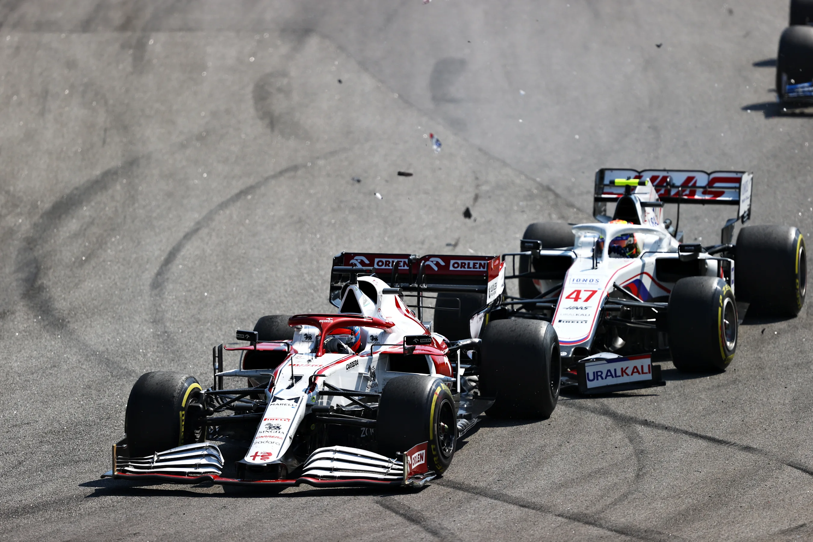 SAO PAULO, BRAZIL - NOVEMBER 14: Mick Schumacher of Germany driving the (47) Haas F1 Team VF-21
