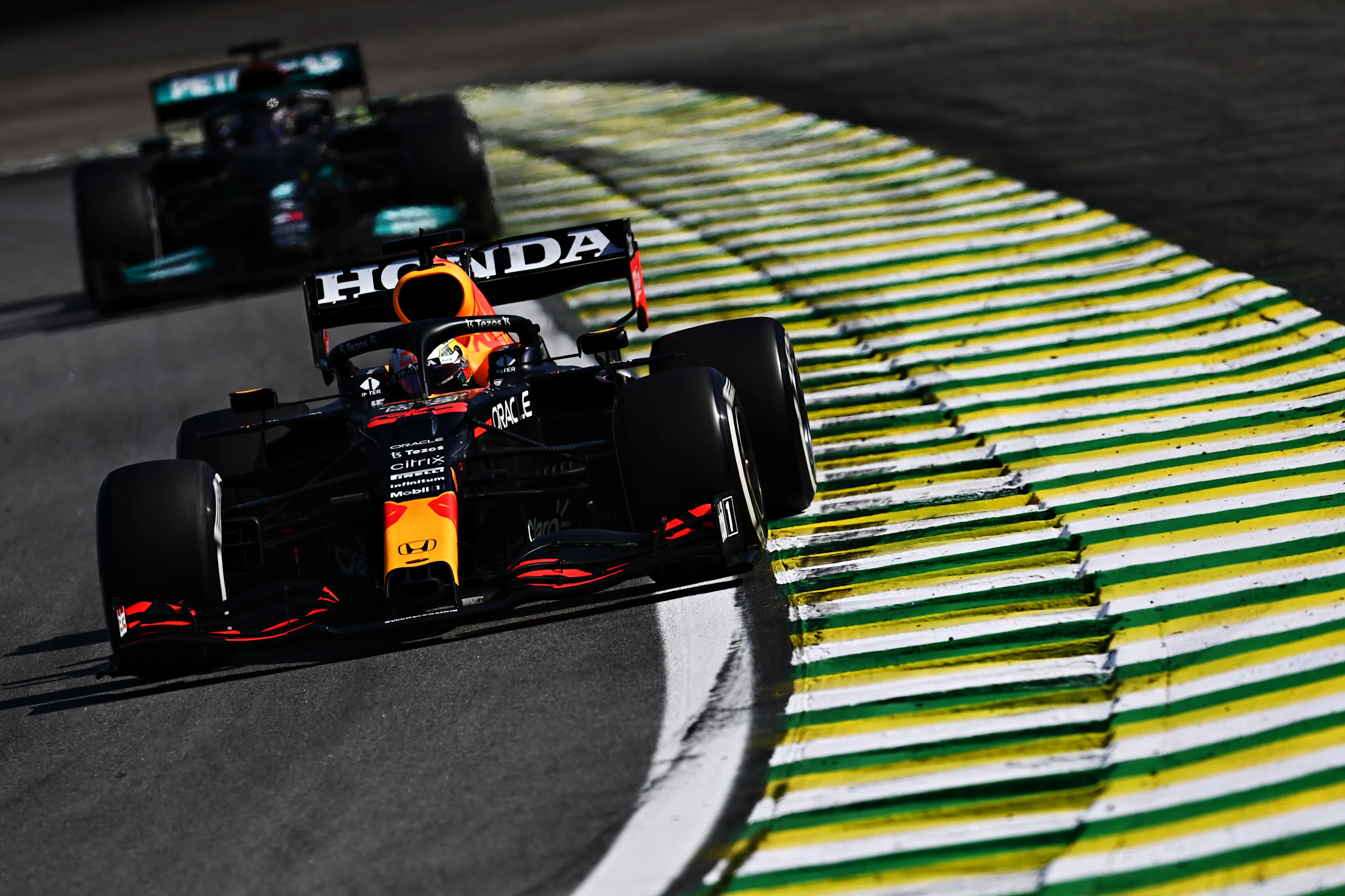 SAO PAULO, BRAZIL - NOVEMBER 14: Max Verstappen of the Netherlands driving the (33) Red Bull Racing