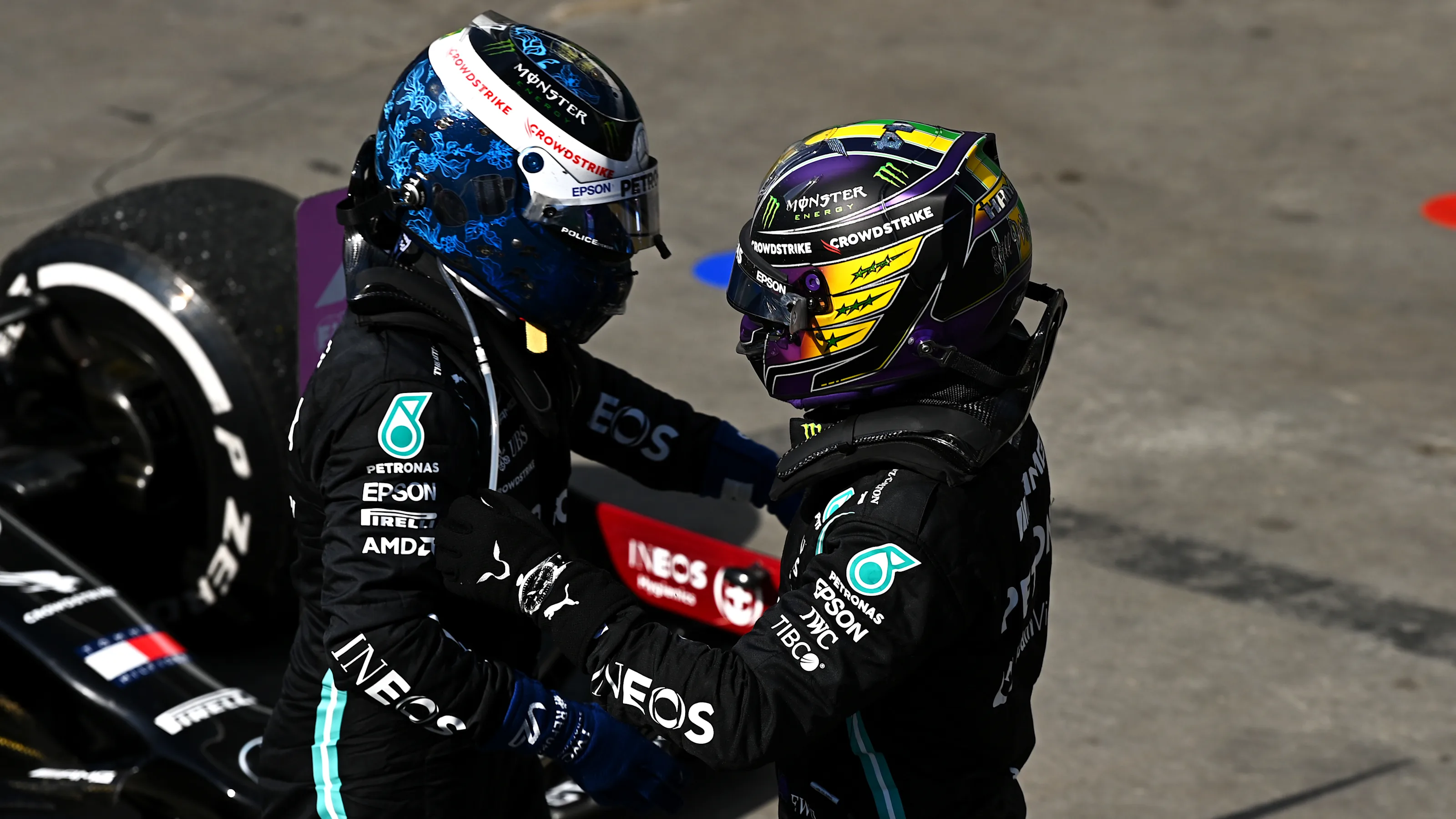 SAO PAULO, BRAZIL - NOVEMBER 14: Race winner Lewis Hamilton of Great Britain and Mercedes GP