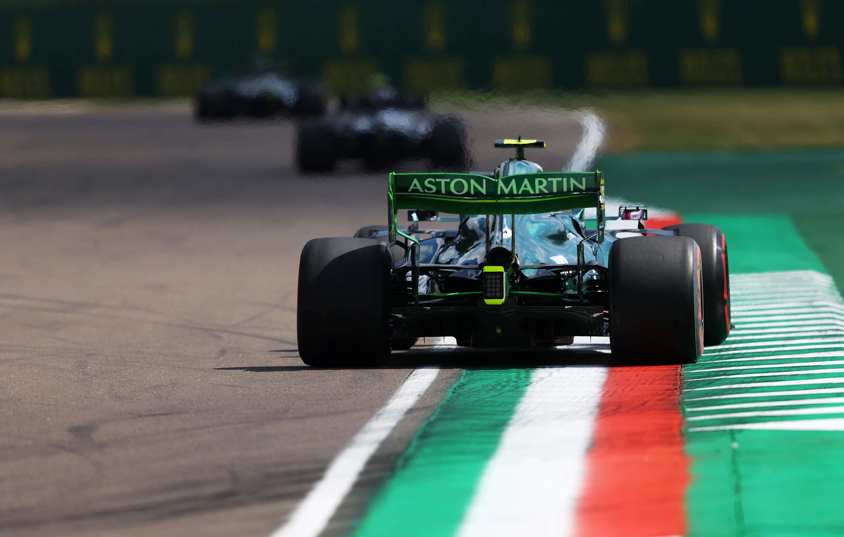 IMOLA, ITALY - APRIL 16: Sebastian Vettel of Germany driving the (5) Aston Martin AMR21 Mercedes on