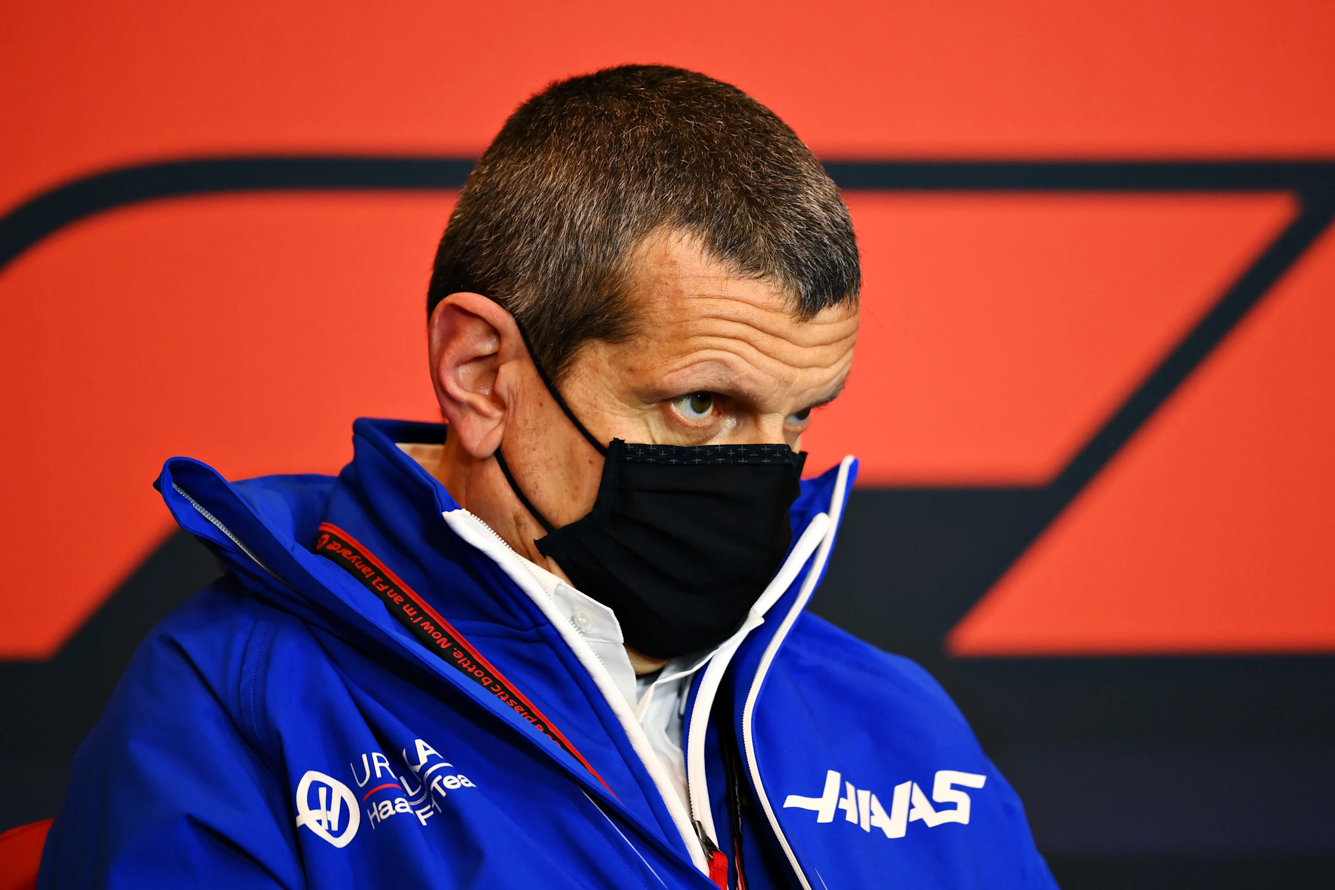 IMOLA, ITALY - APRIL 16: Haas F1 Team Principal Guenther Steiner talks in the Team Principals Press