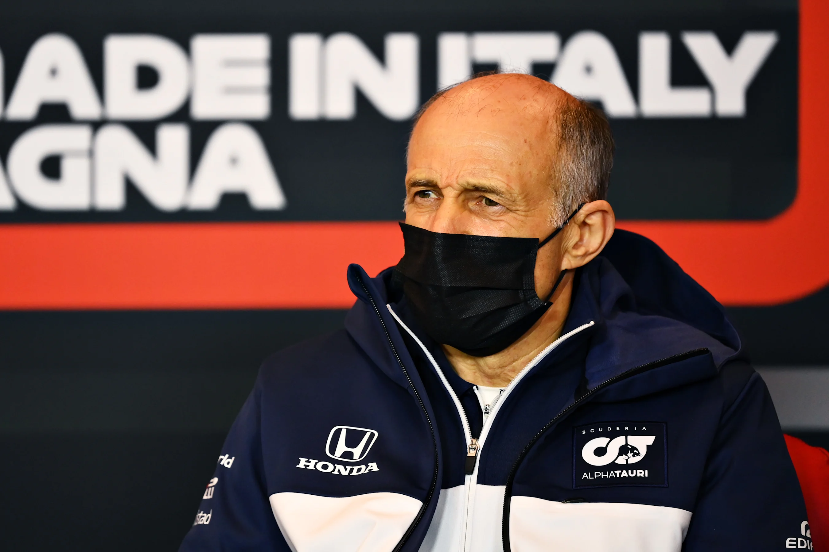IMOLA, ITALY - APRIL 16: Scuderia AlphaTauri Team Principal Franz Tost talks in the Team Principals