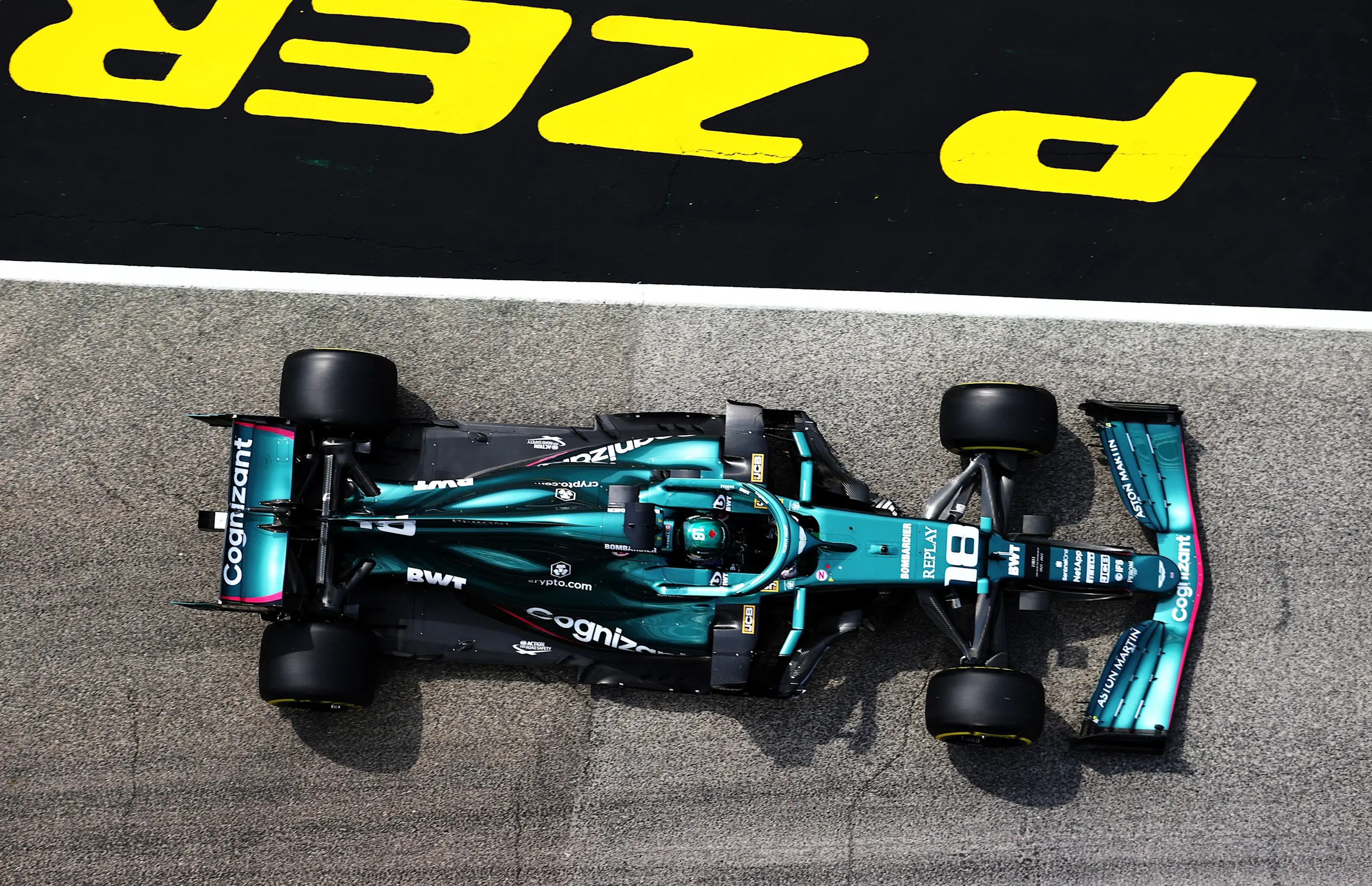 IMOLA, ITALY - APRIL 17: Lance Stroll of Canada driving the (18) Aston Martin AMR21 Mercedes in the
