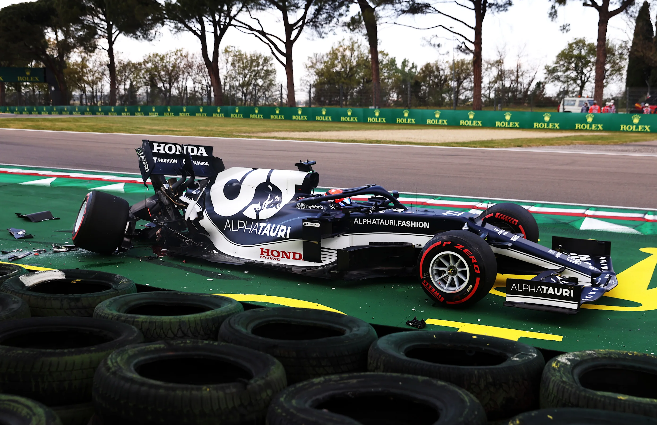 IMOLA, ITALY - APRIL 17: Yuki Tsunoda of Japan driving the (22) Scuderia AlphaTauri AT02 Honda