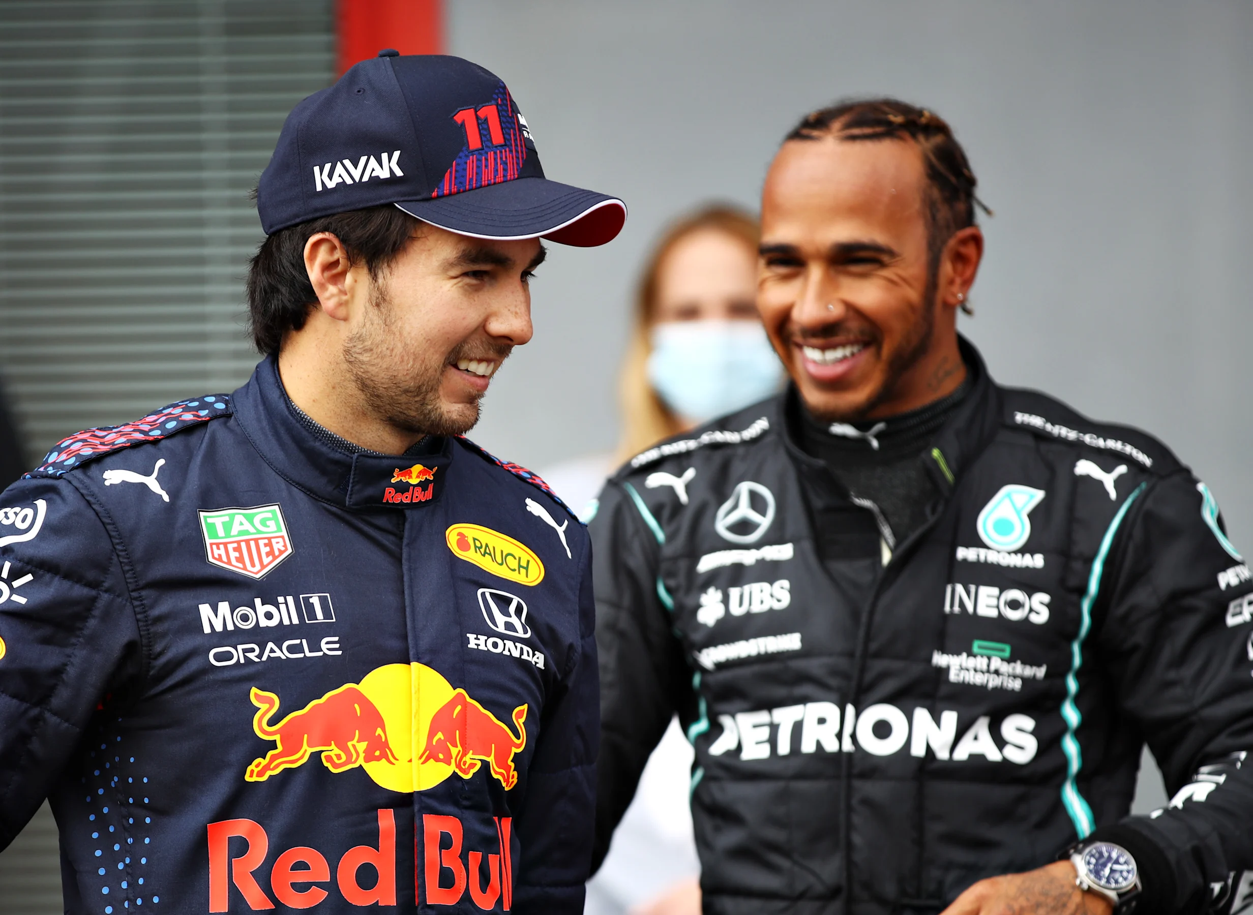 IMOLA, ITALY - APRIL 17: Second place qualifier Sergio Perez of Mexico and Red Bull Racing and pole