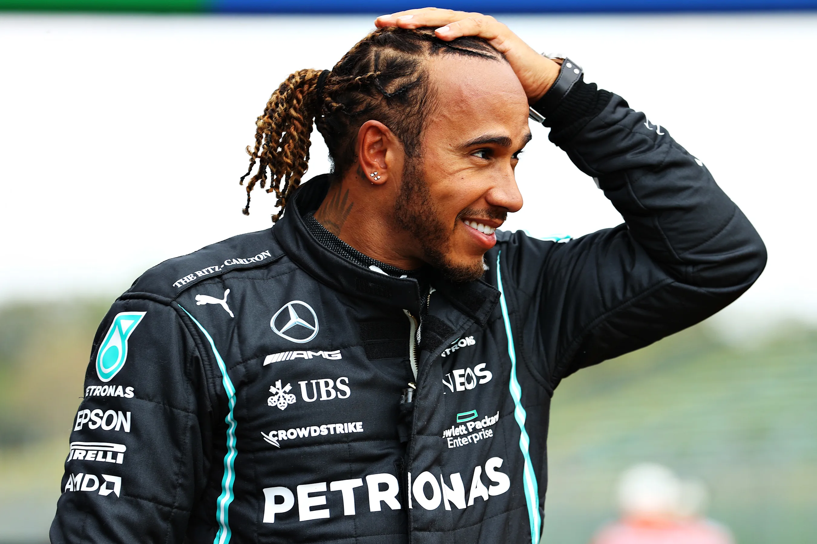 IMOLA, ITALY - APRIL 17: Pole position qualifier Lewis Hamilton of Great Britain and Mercedes GP