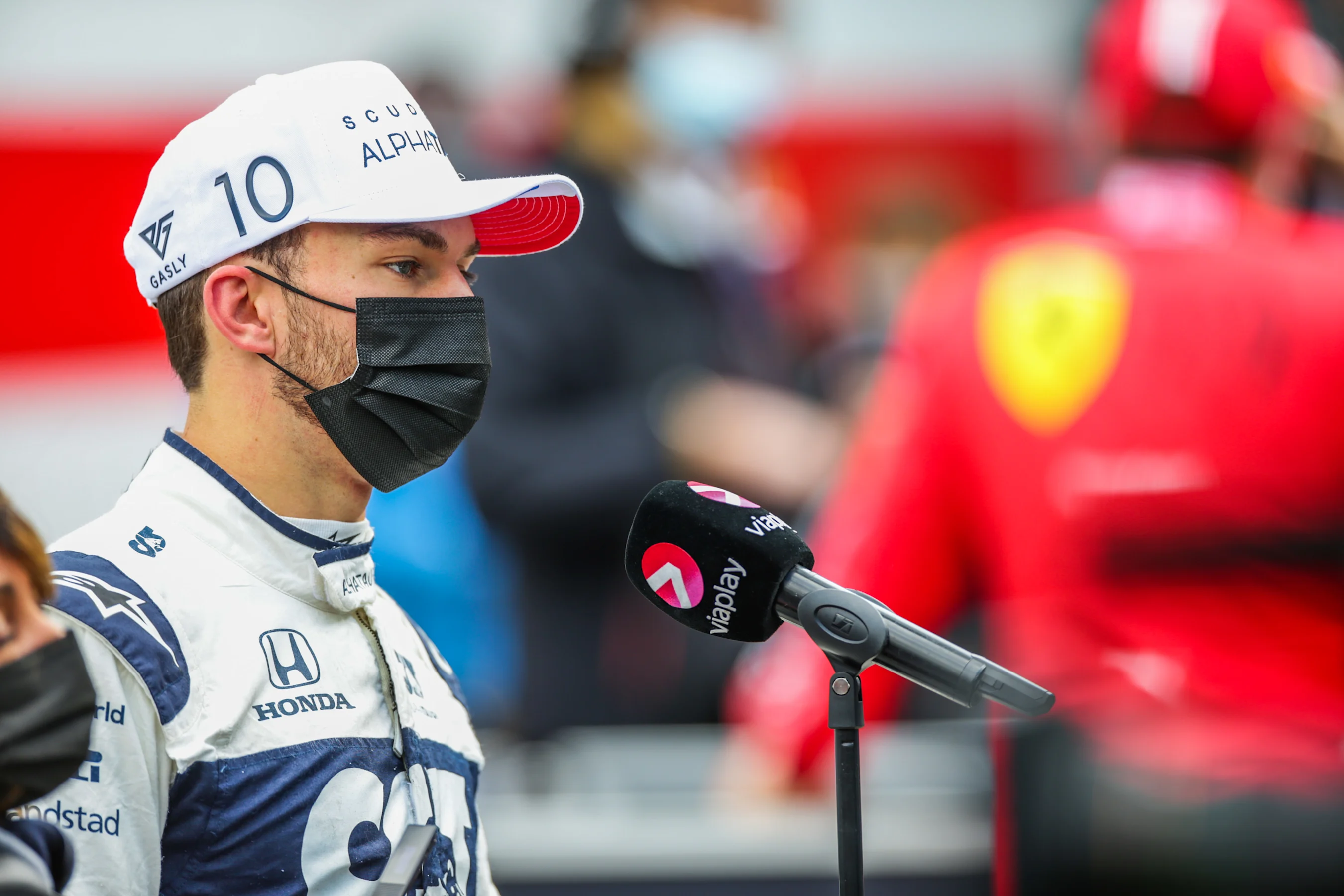 IMOLA, ITALY - APRIL 17: Pierre Gasly of Scuderia AlphaTauri and France  qualifying ahead of the F1