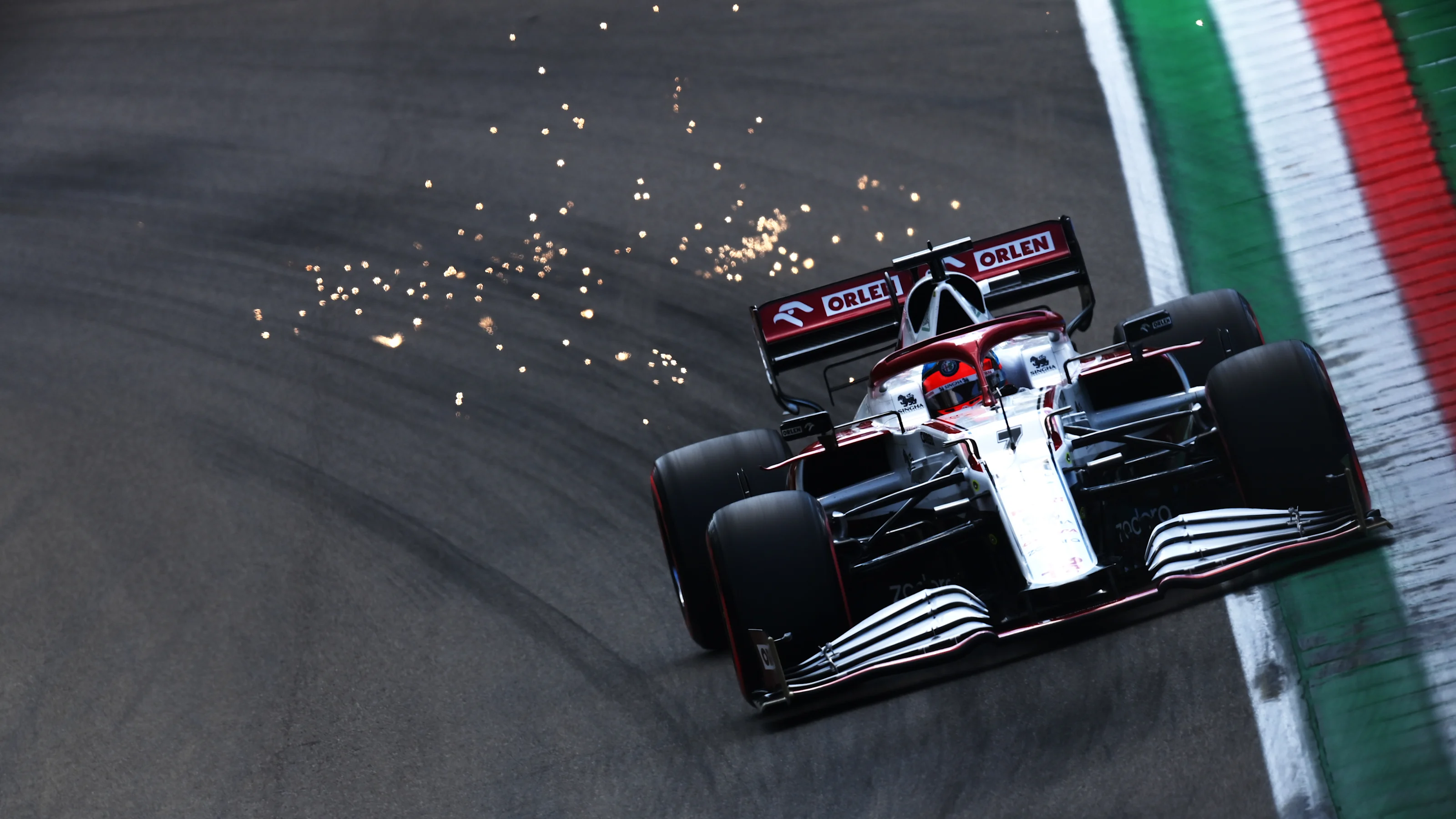 IMOLA, ITALY - APRIL 17: Kimi Raikkonen of Finland driving the (7) Alfa Romeo Racing C41 Ferrari