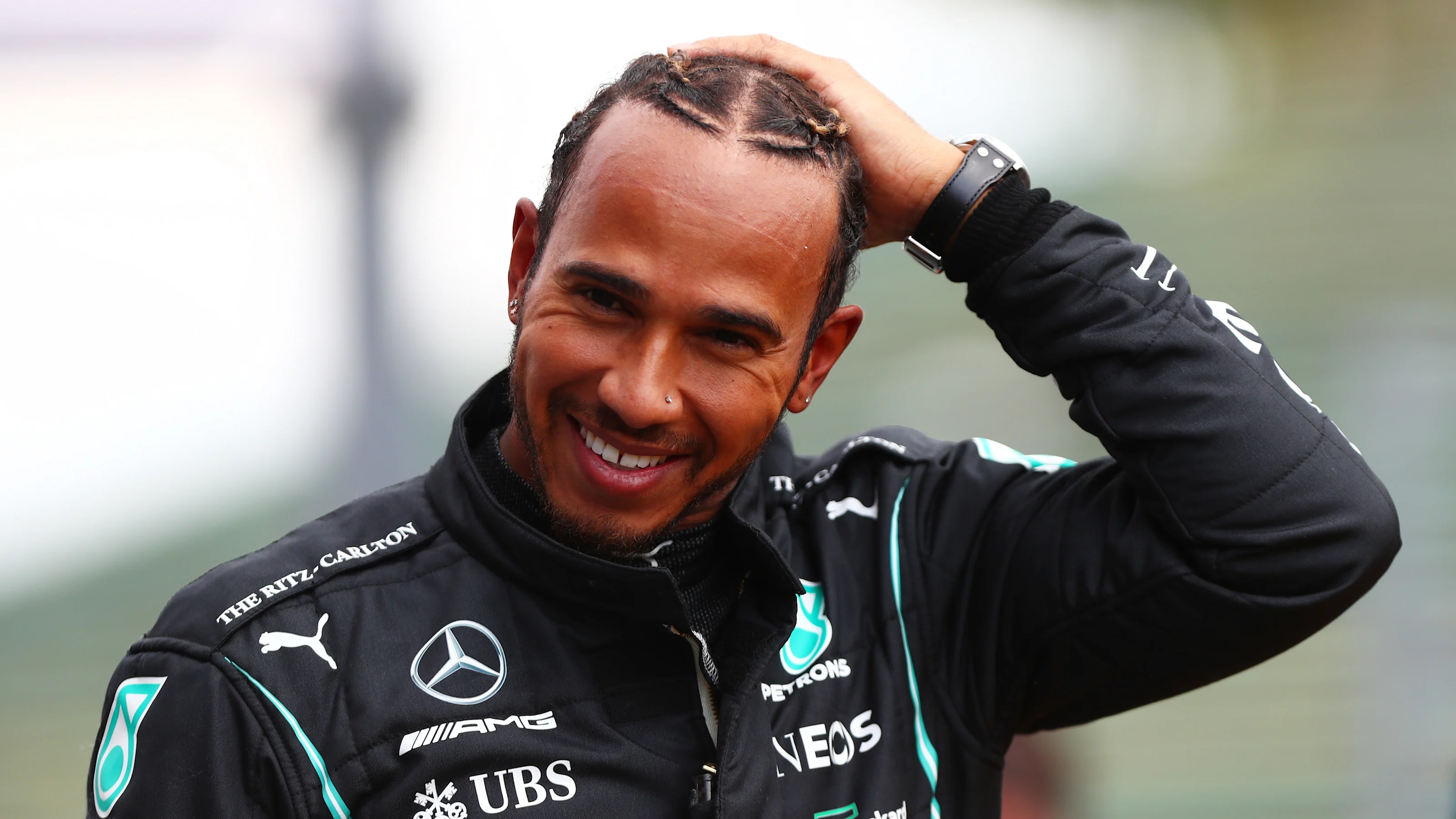 IMOLA, ITALY - APRIL 17: Pole position qualifier Lewis Hamilton of Great Britain and Mercedes GP