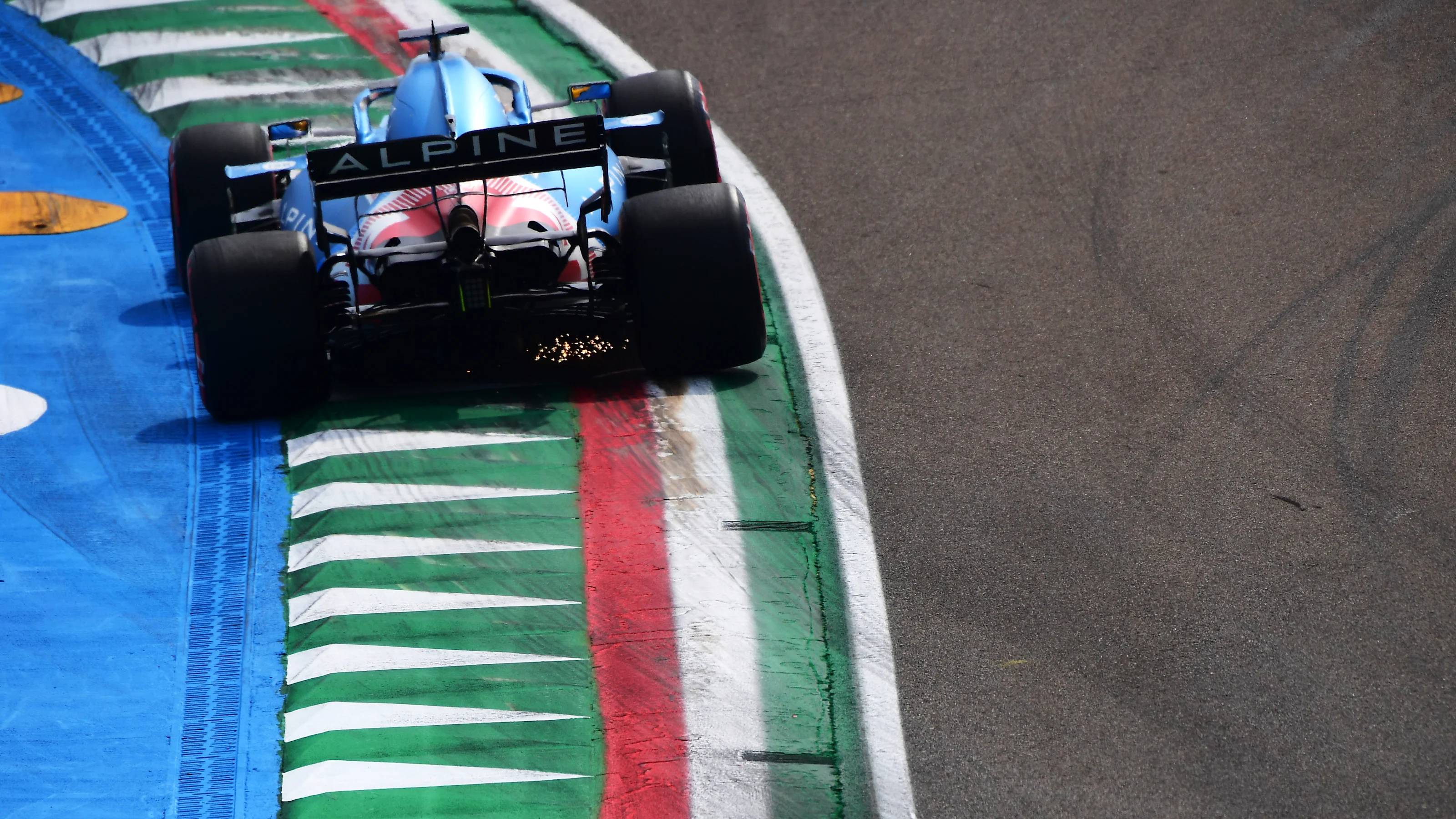 IMOLA, ITALY - APRIL 17: Fernando Alonso of Spain driving the (14) Alpine A521 Renault during