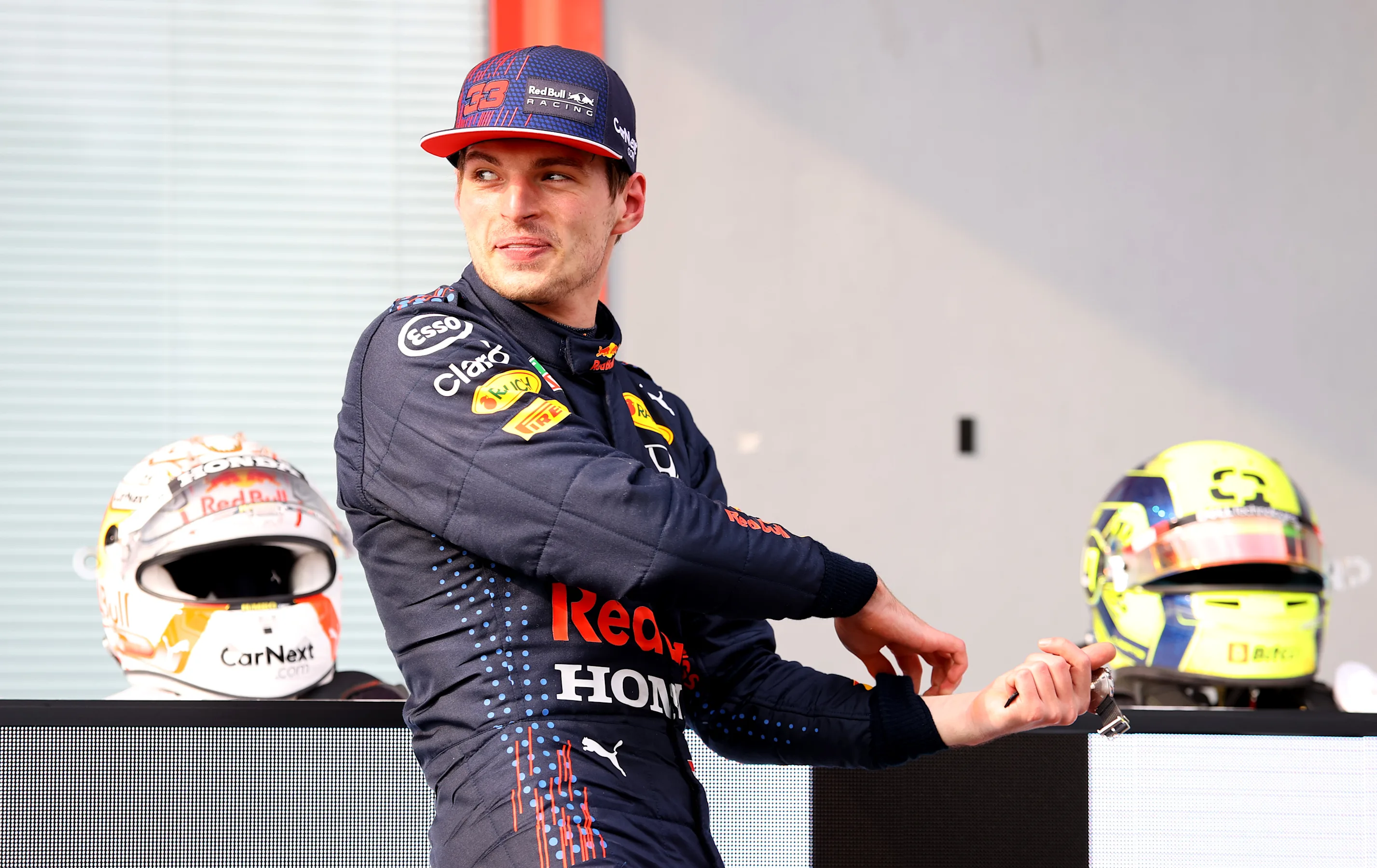 IMOLA, ITALY - APRIL 18: Race winner Max Verstappen of Netherlands and Red Bull Racing celebrates