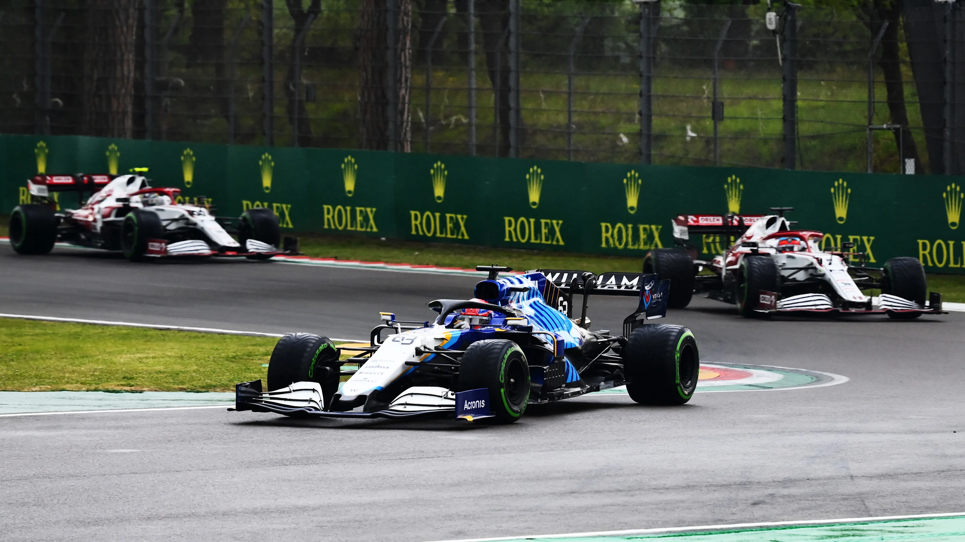 IMOLA, ITALY - APRIL 18: George Russell of Great Britain driving the (63) Williams Racing FW43B