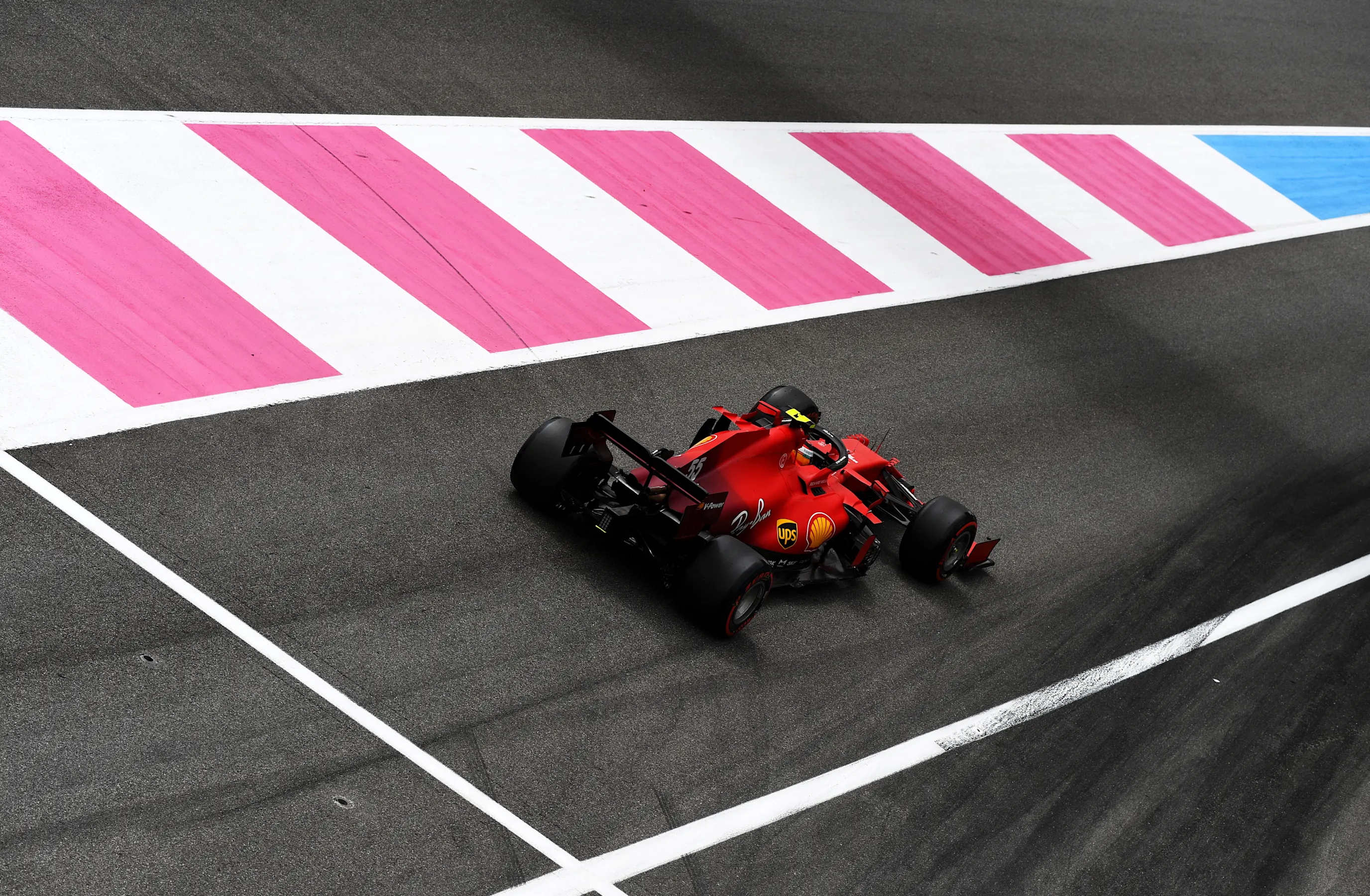 LE CASTELLET, FRANCE - JUNE 19: Carlos Sainz of Spain driving the (55) Scuderia Ferrari SF21 on