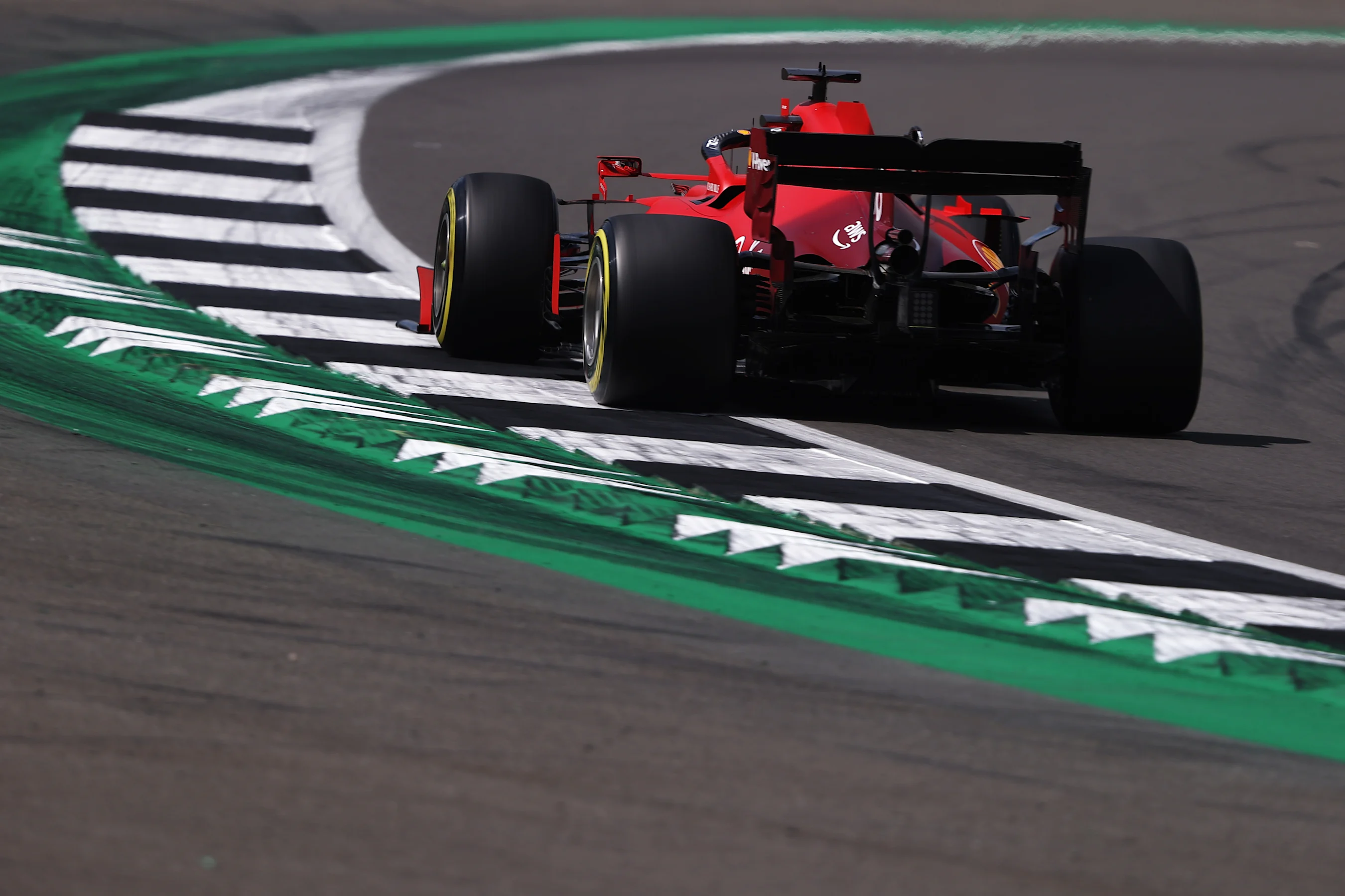 NORTHAMPTON, ENGLAND - JULY 16: Charles Leclerc of Monaco driving the (16) Scuderia Ferrari SF21