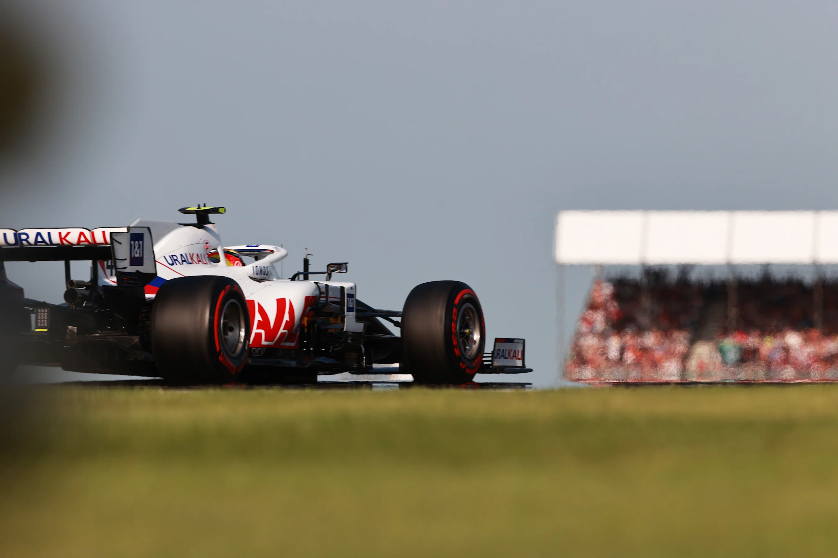 NORTHAMPTON, ENGLAND - JULY 16: Mick Schumacher of Germany driving the (47) Haas F1 Team VF-21