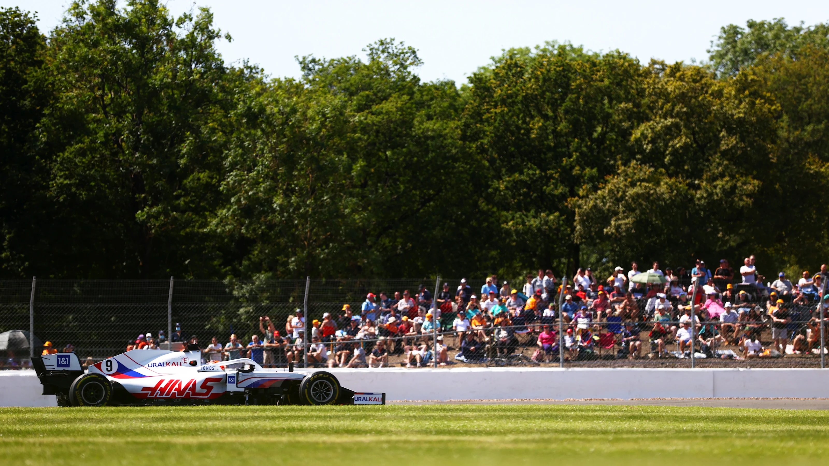 NORTHAMPTON, ENGLAND - JULY 17: Nikita Mazepin of Russia driving the (9) Haas F1 Team VF-21 Ferrari