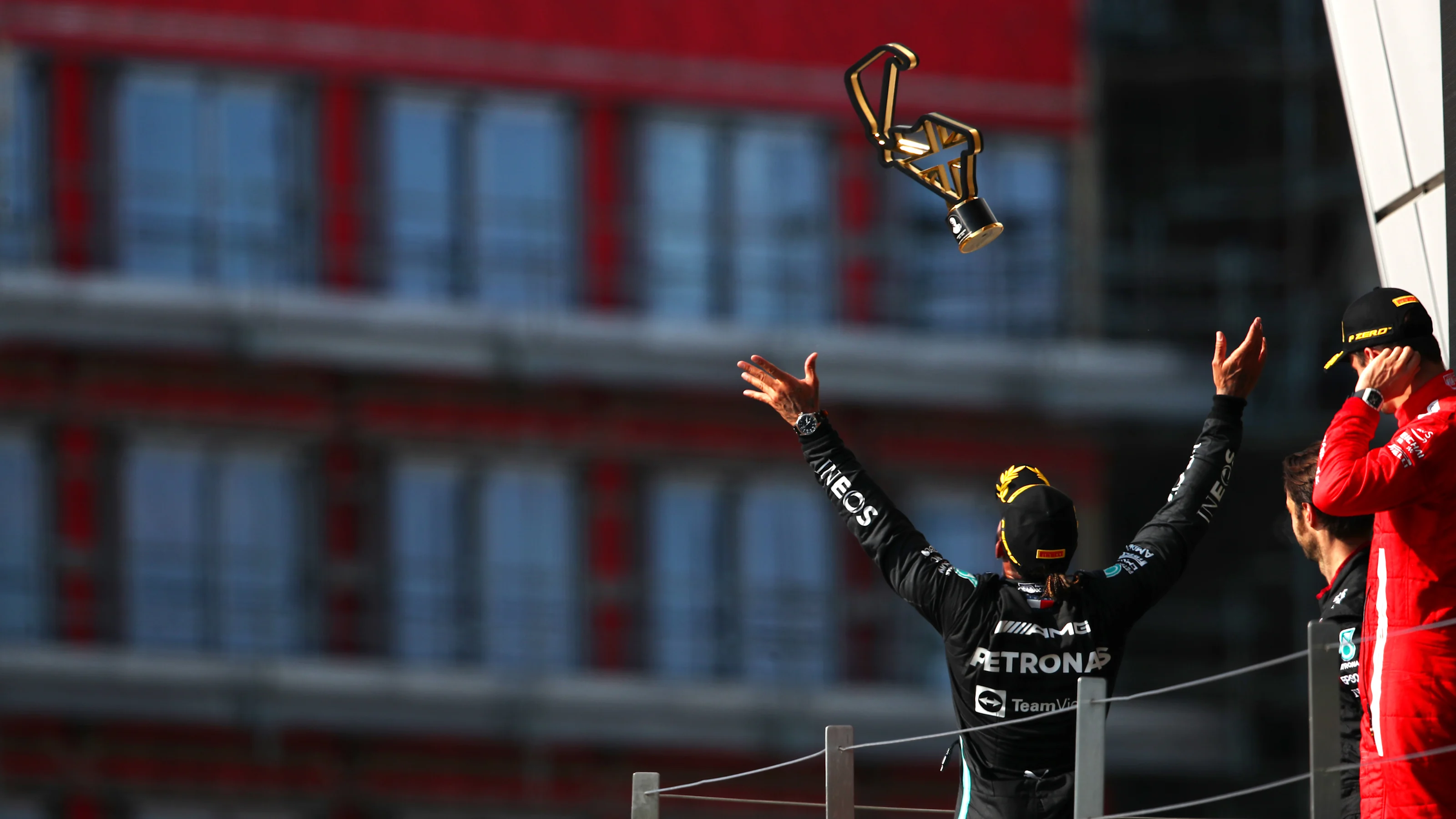 NORTHAMPTON, ENGLAND - JULY 18: Race winner Lewis Hamilton of Great Britain and Mercedes GP