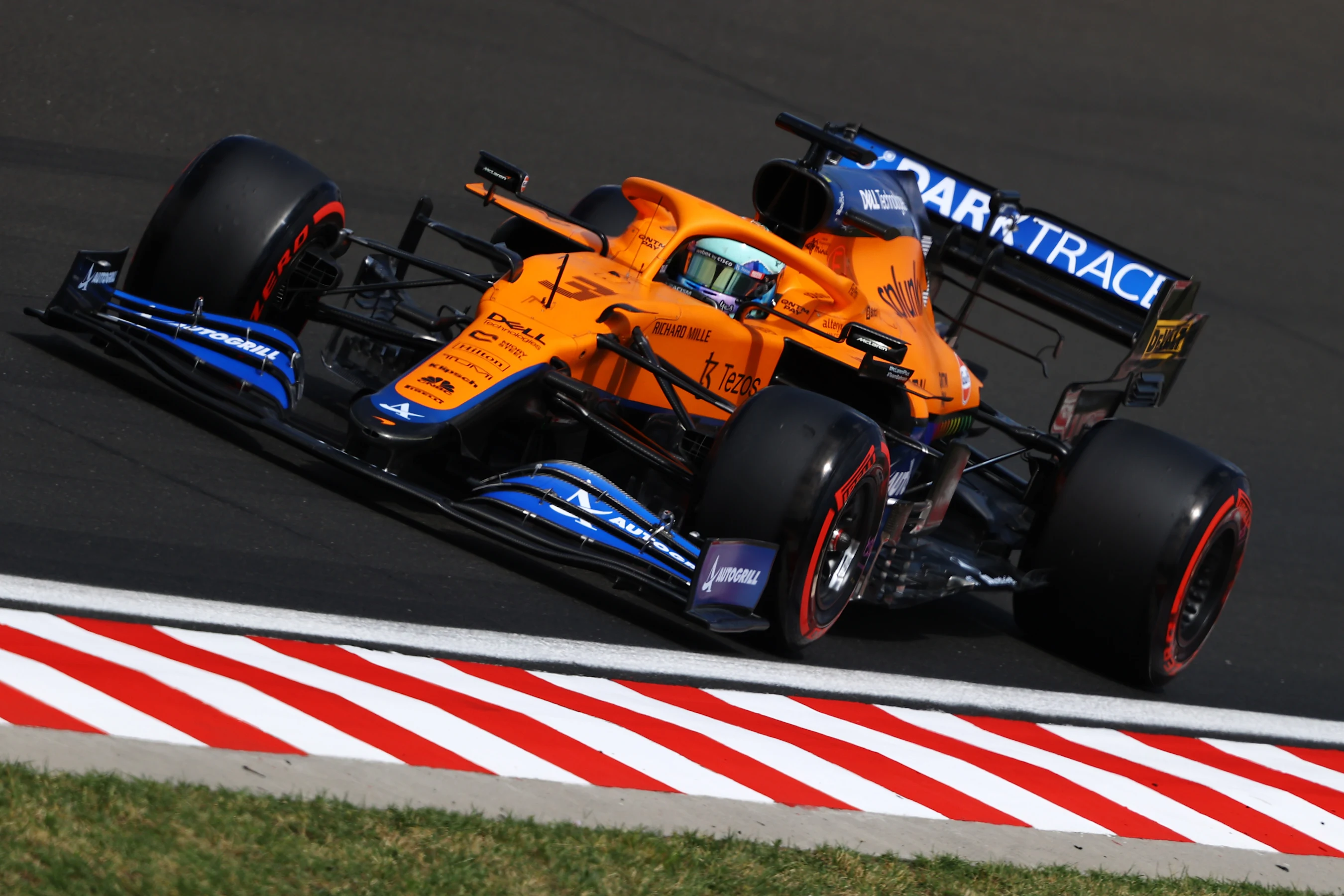 BUDAPEST, HUNGARY - JULY 31: Daniel Ricciardo of Australia driving the (3) McLaren F1 Team MCL35M