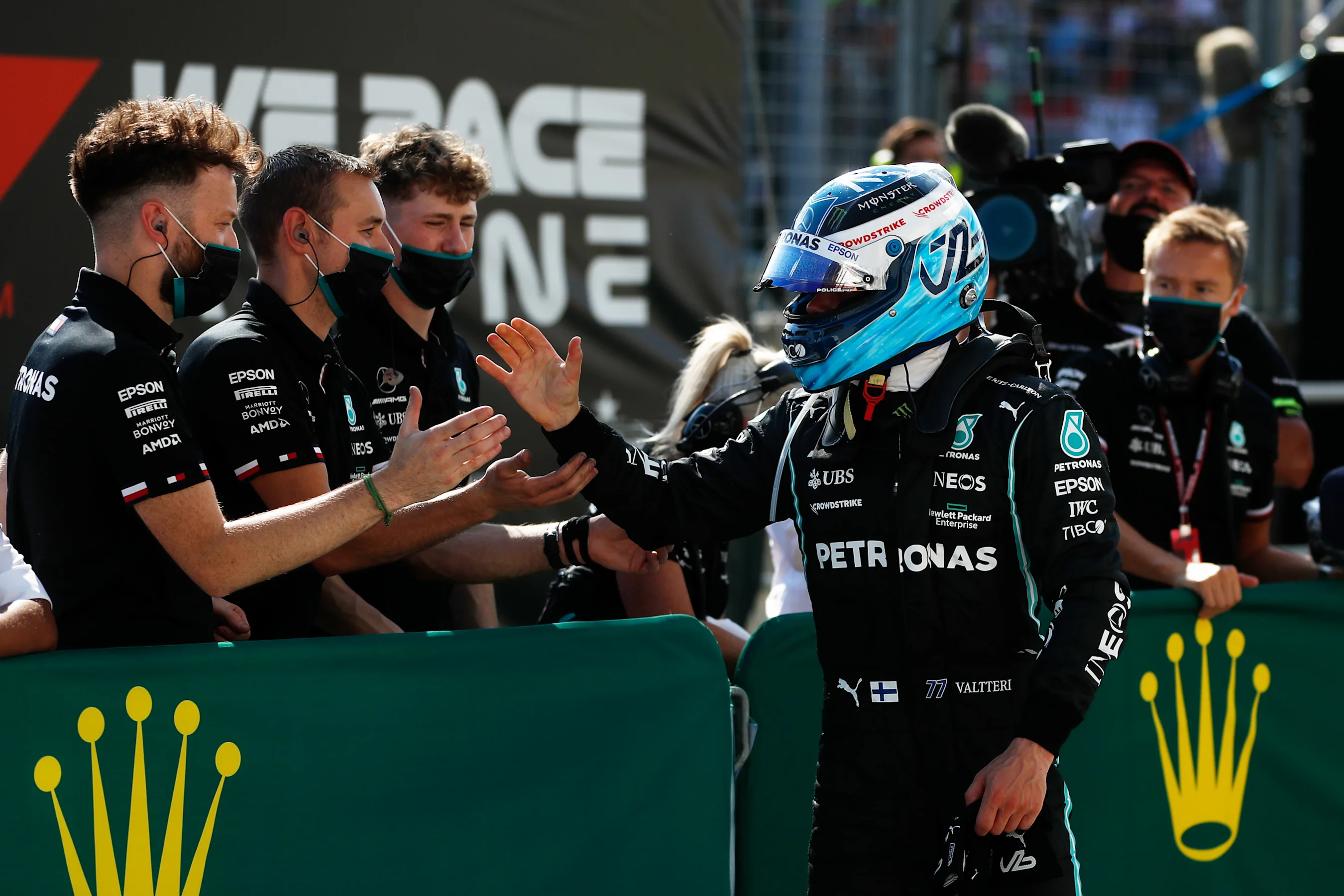BUDAPEST, HUNGARY - JULY 31: Second place qualifier Valtteri Bottas of Finland and Mercedes GP