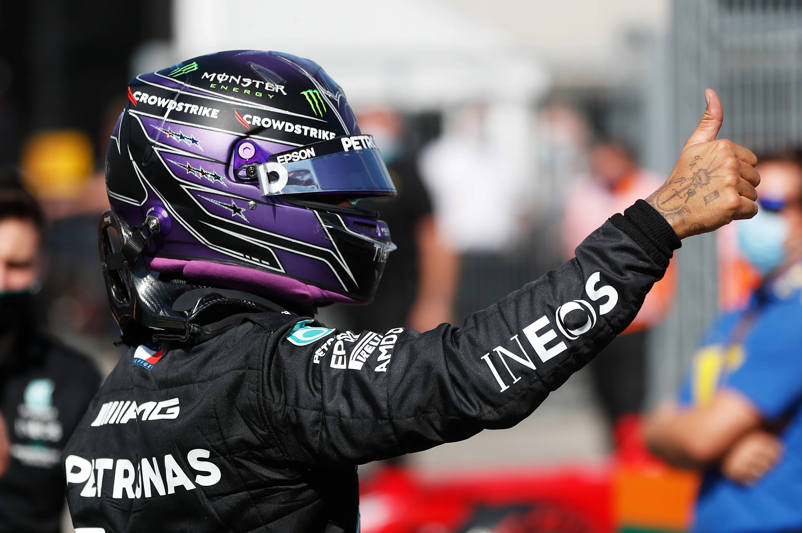 BUDAPEST, HUNGARY - JULY 31: Pole position qualifier Lewis Hamilton of Great Britain and Mercedes
