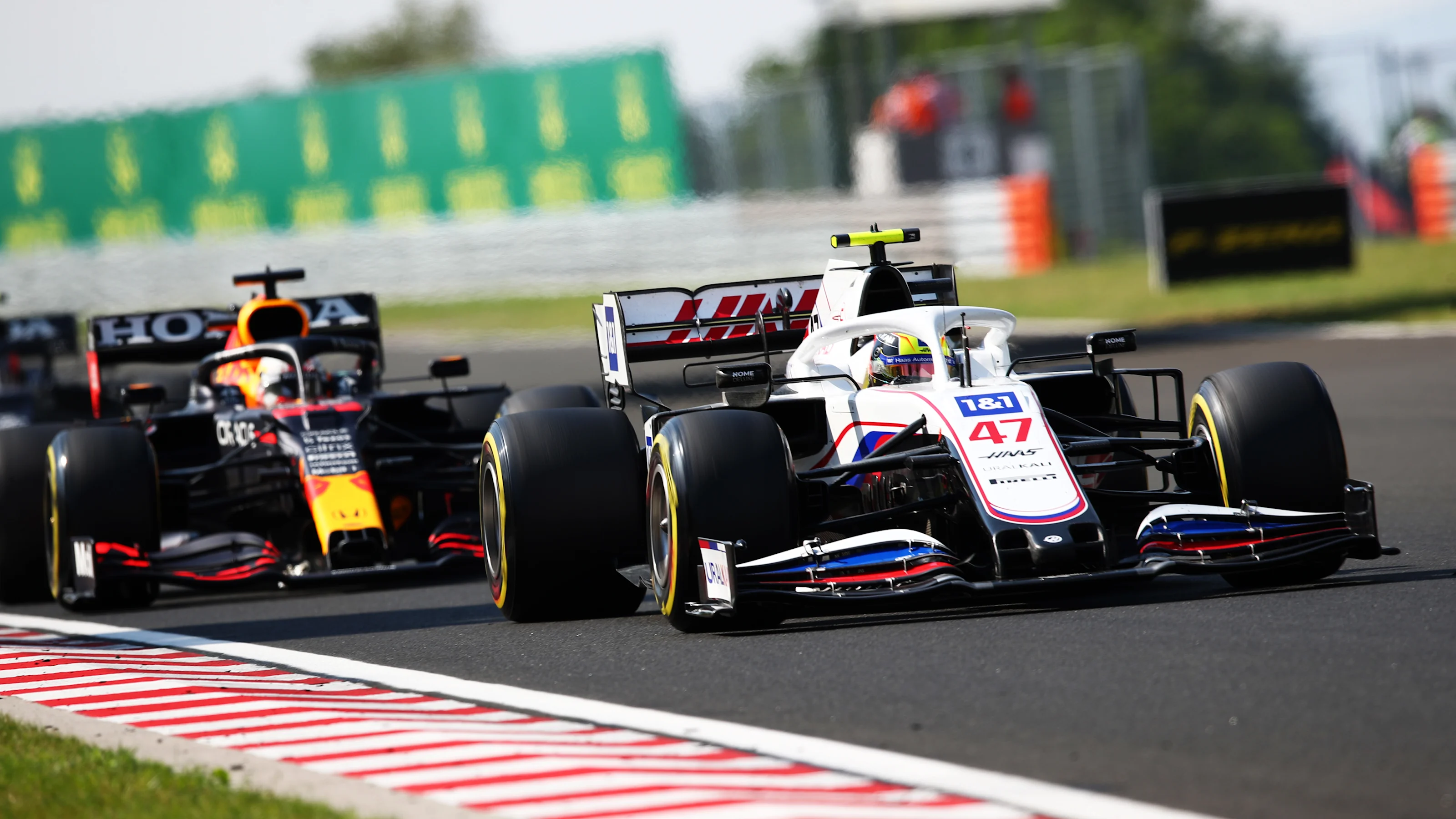 BUDAPEST, HUNGARY - AUGUST 01: Mick Schumacher of Germany driving the (47) Haas F1 Team VF-21