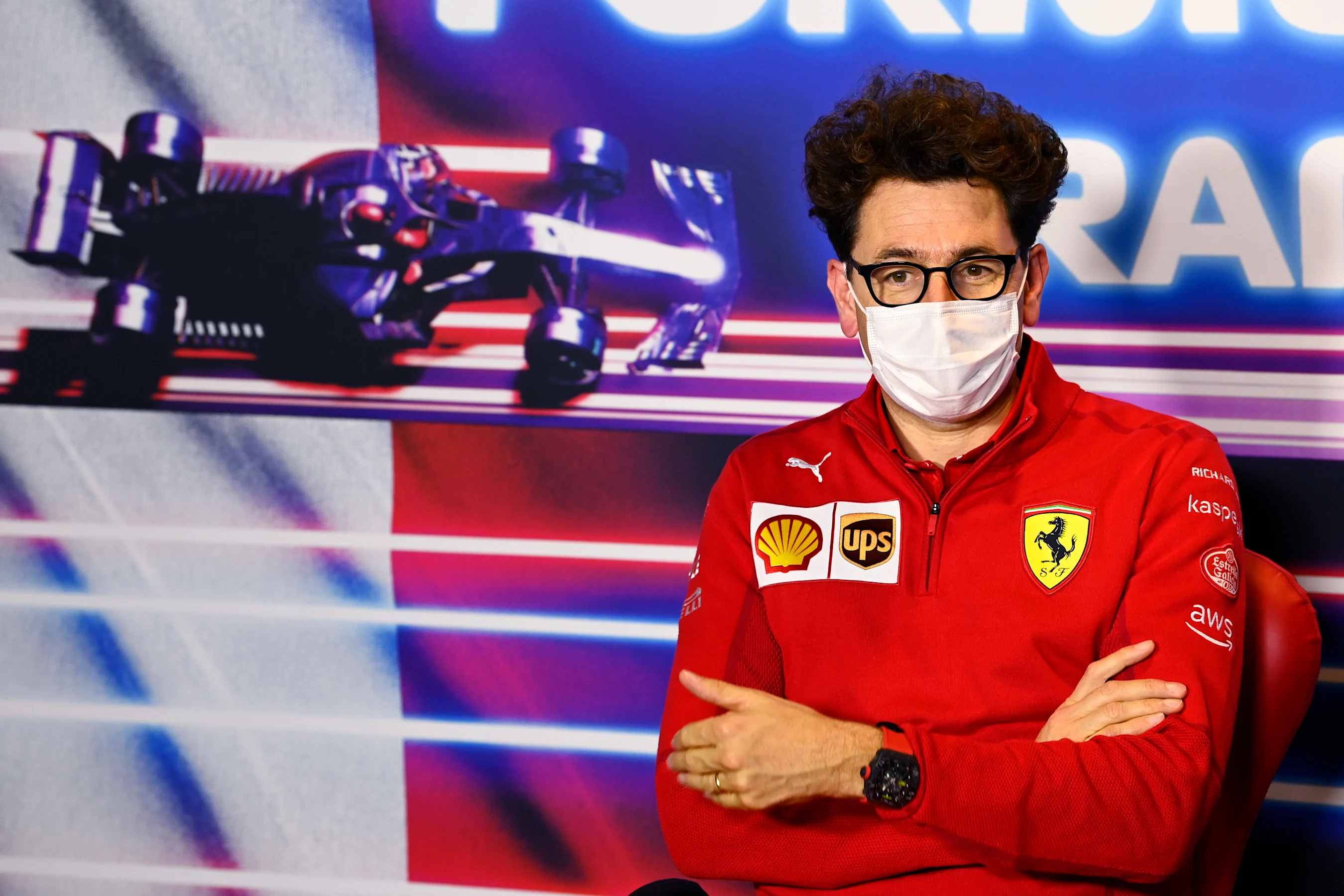 MONZA, ITALY - SEPTEMBER 10: Scuderia Ferrari Team Principal Mattia Binotto talks in the Team