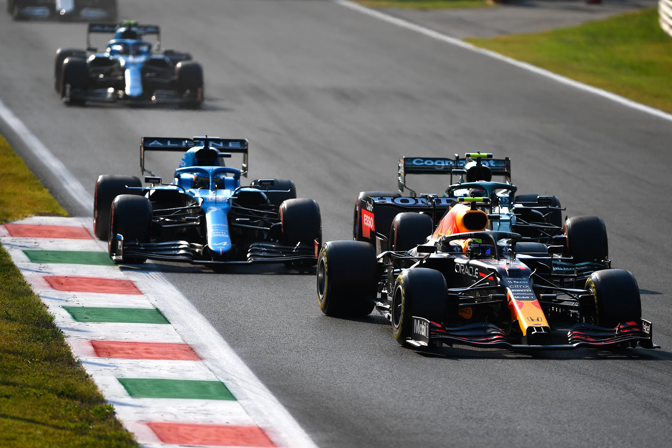 MONZA, ITALY - SEPTEMBER 11: Sergio Perez of Mexico driving the (11) Red Bull Racing RB16B Honda