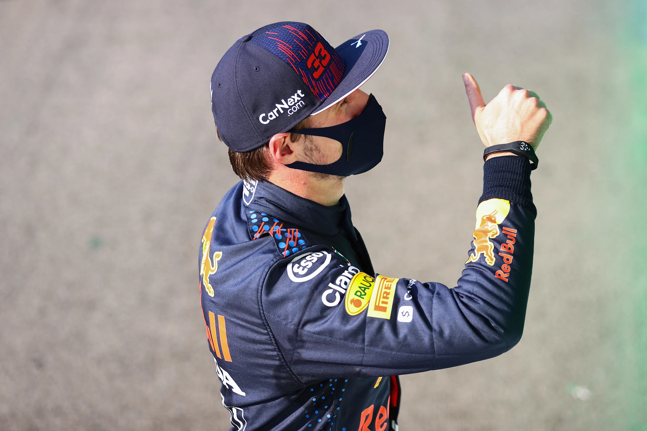 MONZA, ITALY - SEPTEMBER 11: Second place finisher Max Verstappen of Netherlands and Red Bull