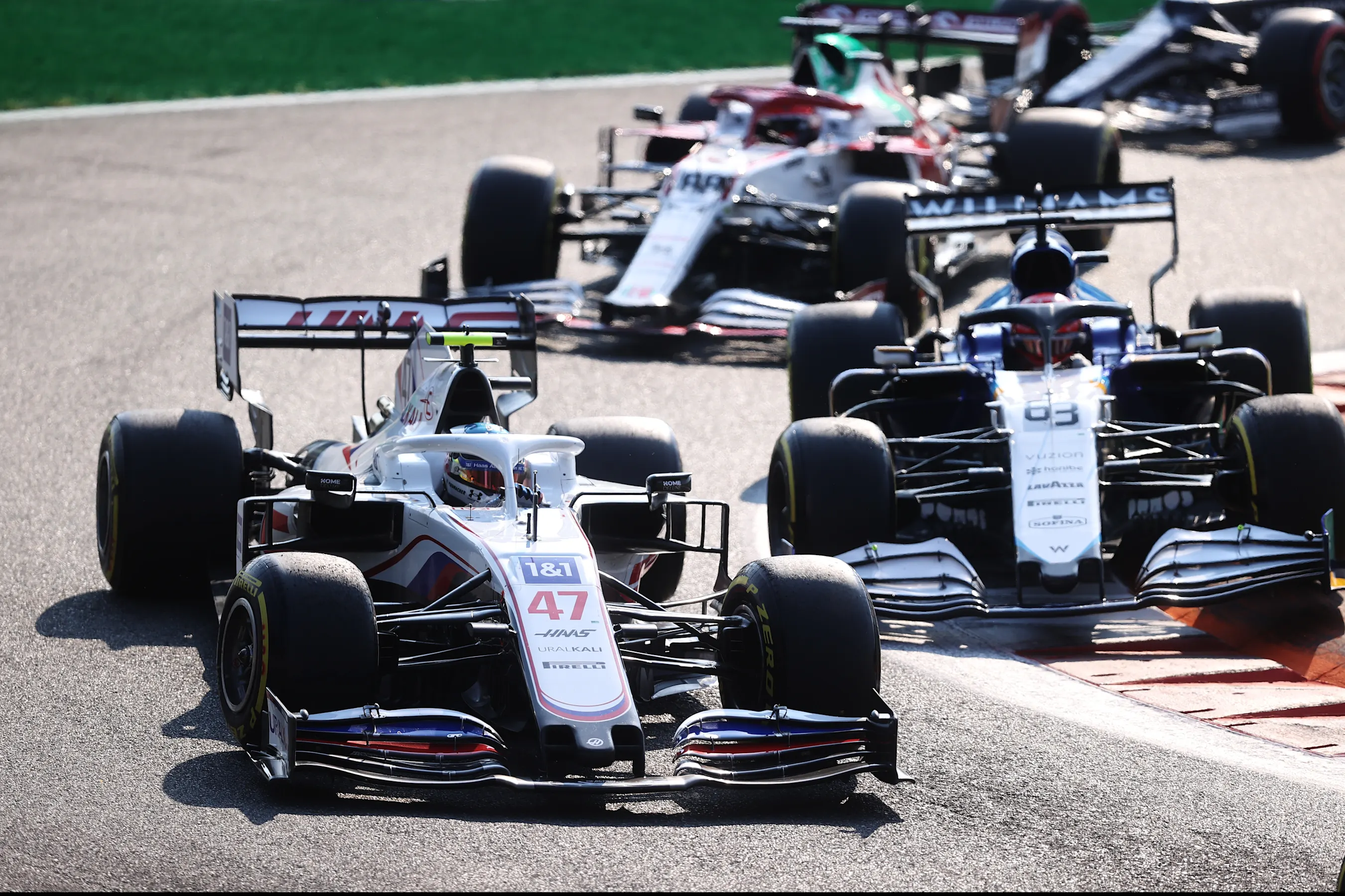 MONZA, ITALY - SEPTEMBER 11: Mick Schumacher of Germany driving the (47) Haas F1 Team VF-21 Ferrari