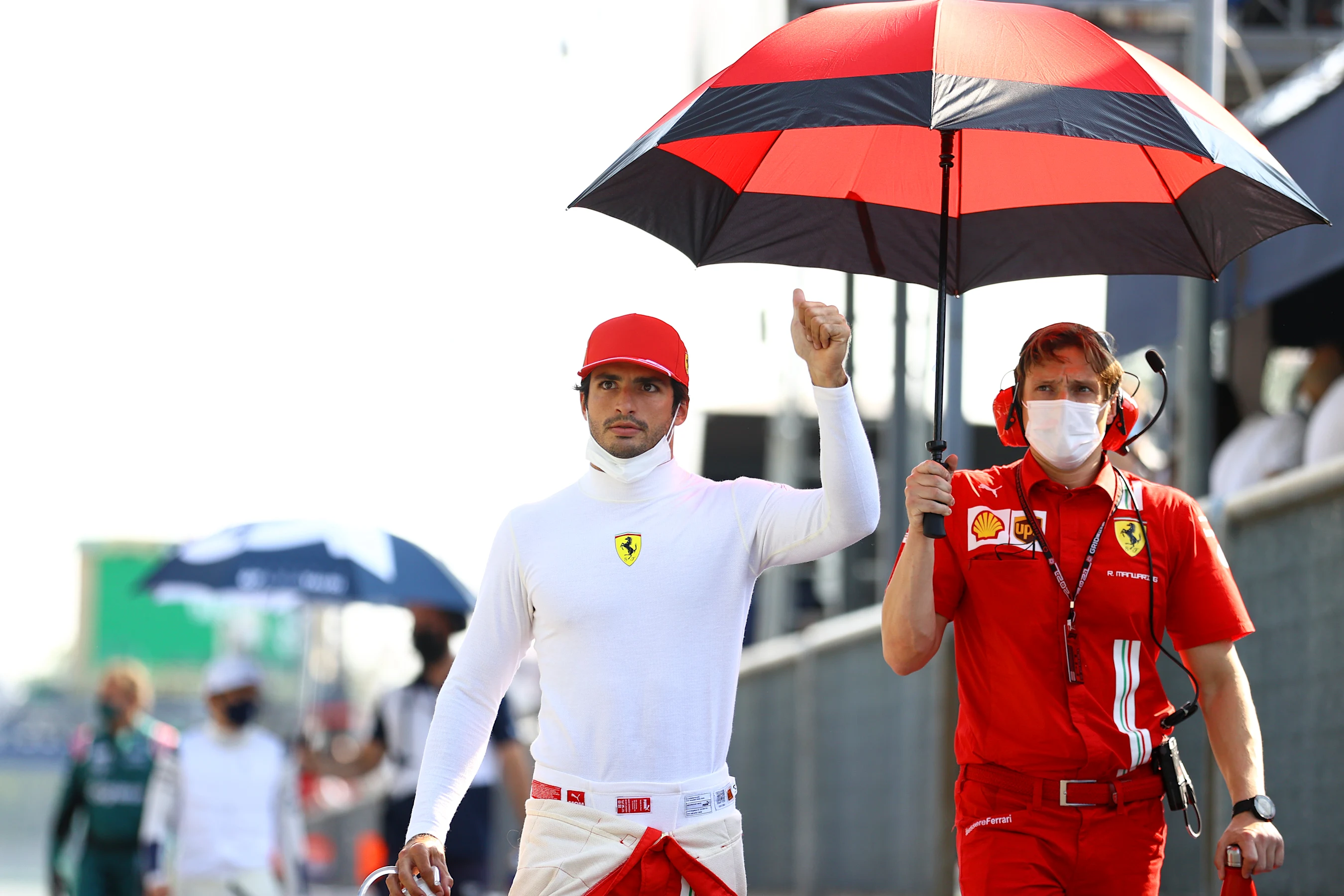 MONZA, ITALY - SEPTEMBER 11: Carlos Sainz of Spain and Ferrari prepares to drive on the grid during