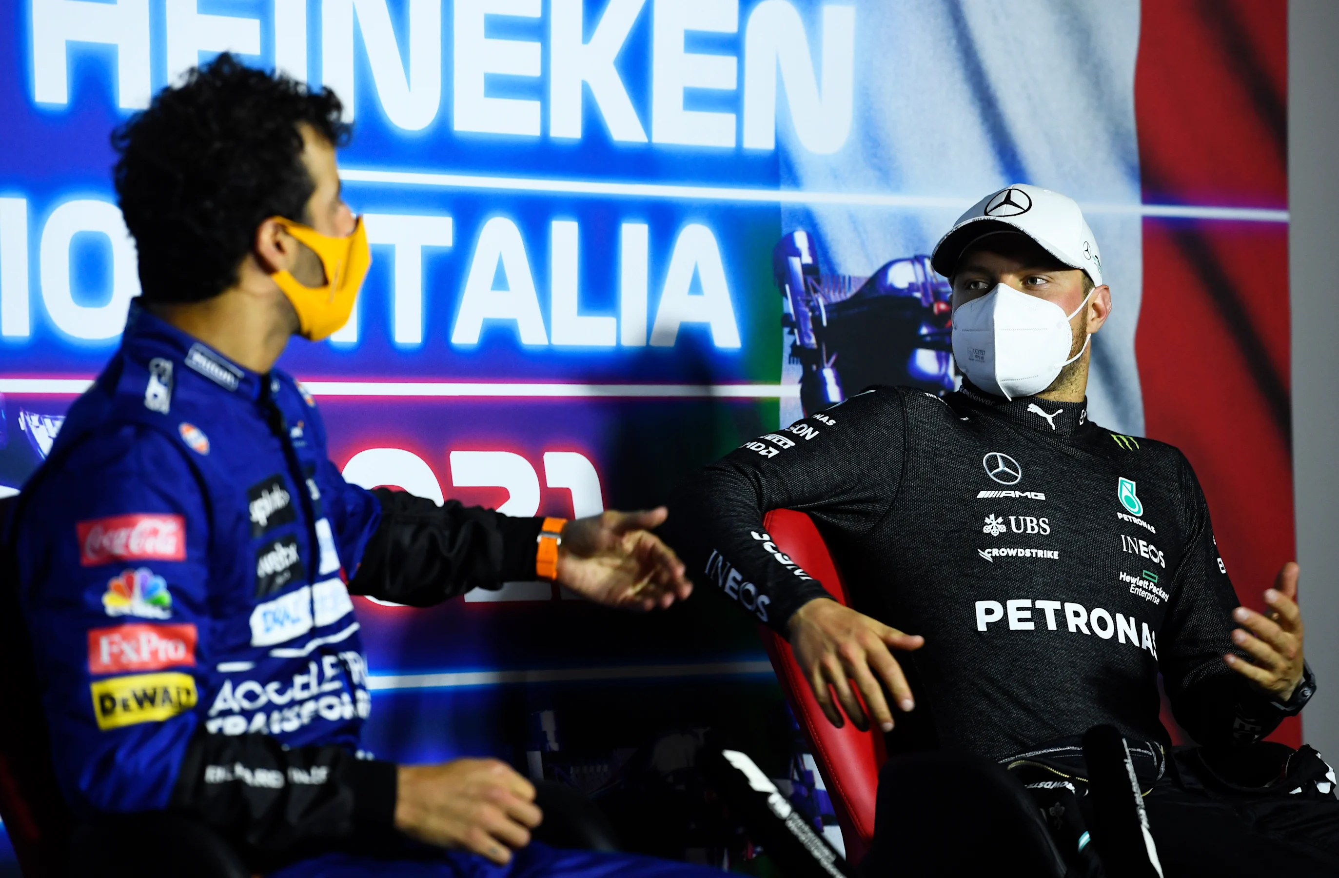 MONZA, ITALY - SEPTEMBER 12: Race winner Daniel Ricciardo of Australia and McLaren F1 and third