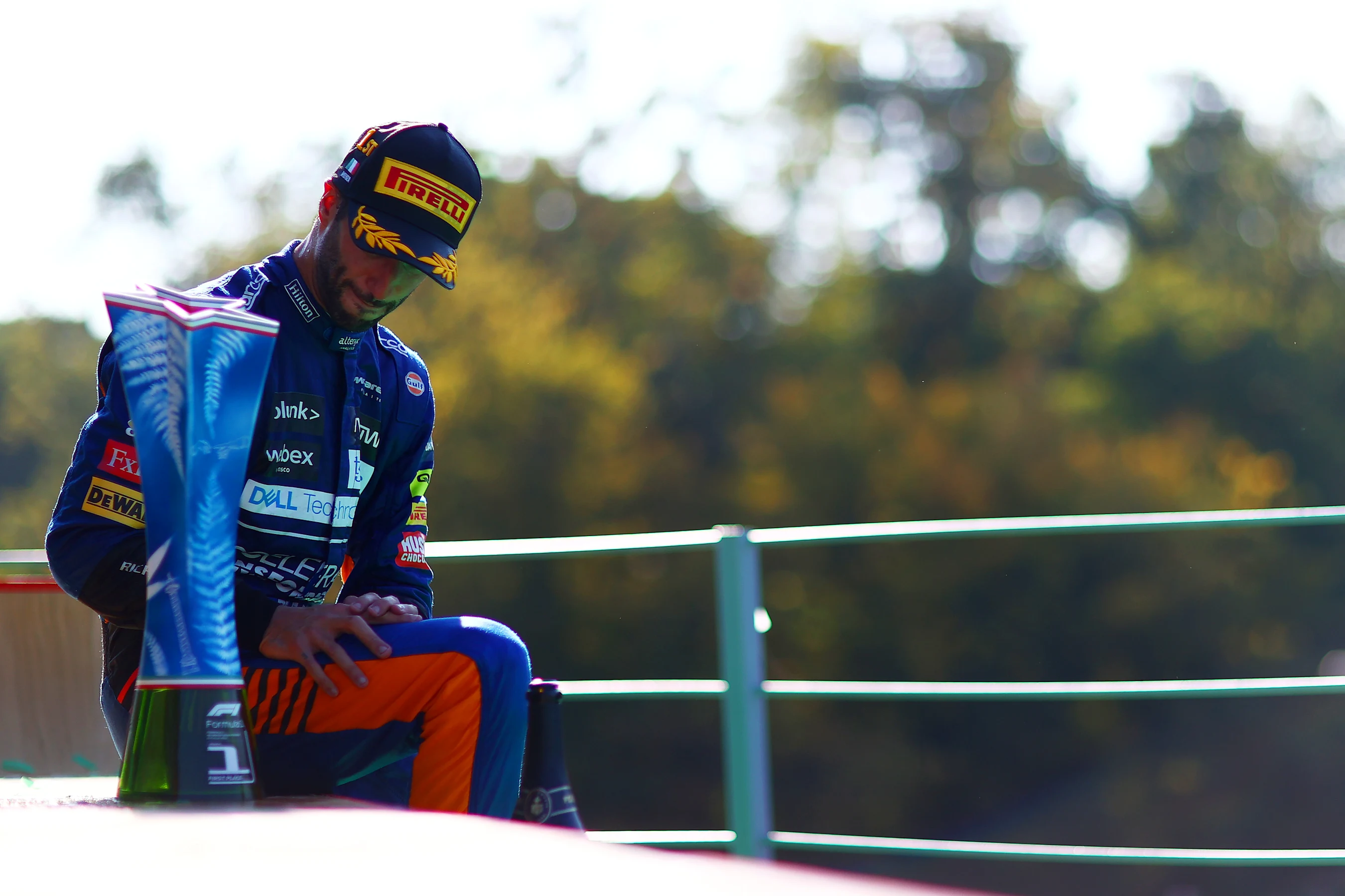 MONZA, ITALY - SEPTEMBER 12: Race winner Daniel Ricciardo of Australia and McLaren F1 celebrates on