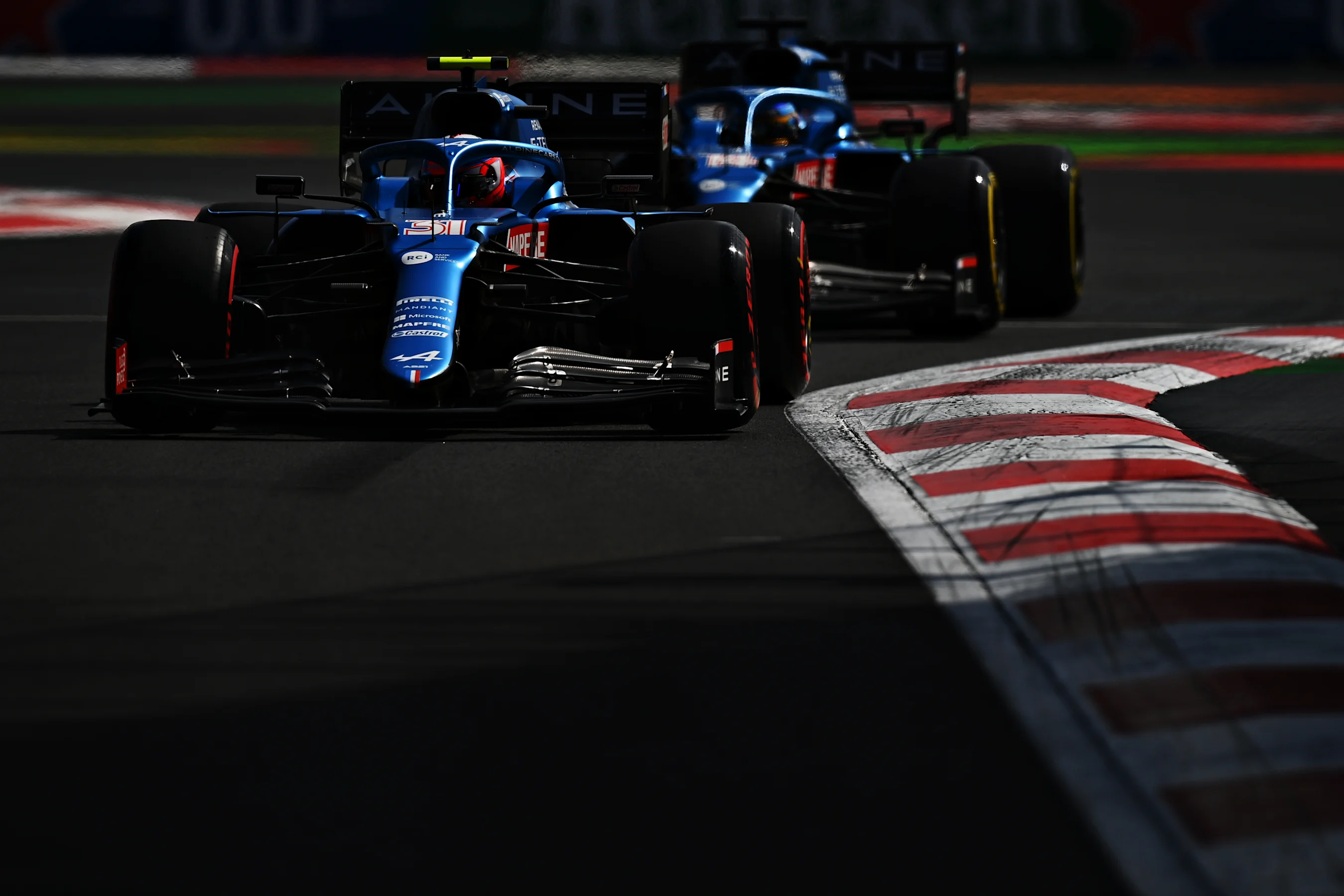 MEXICO CITY, MEXICO - NOVEMBER 06: Esteban Ocon of France driving the (31) Alpine A521 Renault