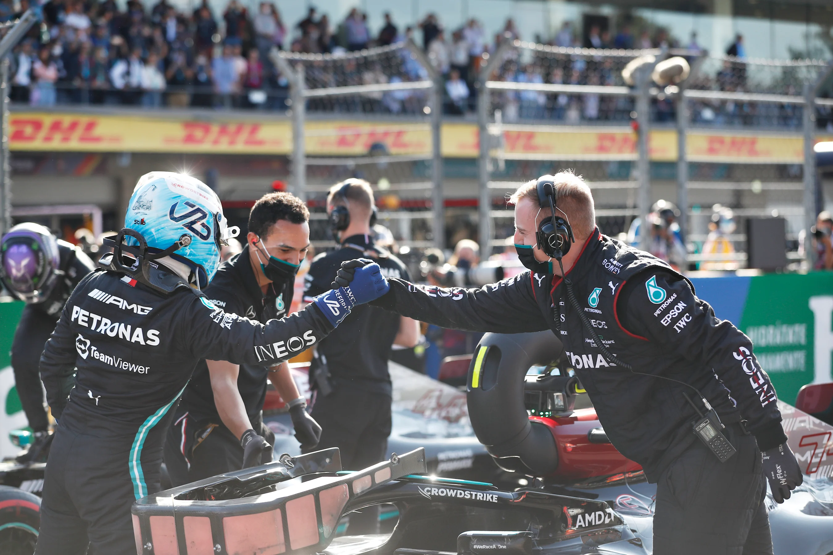 MEXICO CITY, MEXICO - NOVEMBER 06: Pole position qualifier Valtteri Bottas of Finland and Mercedes