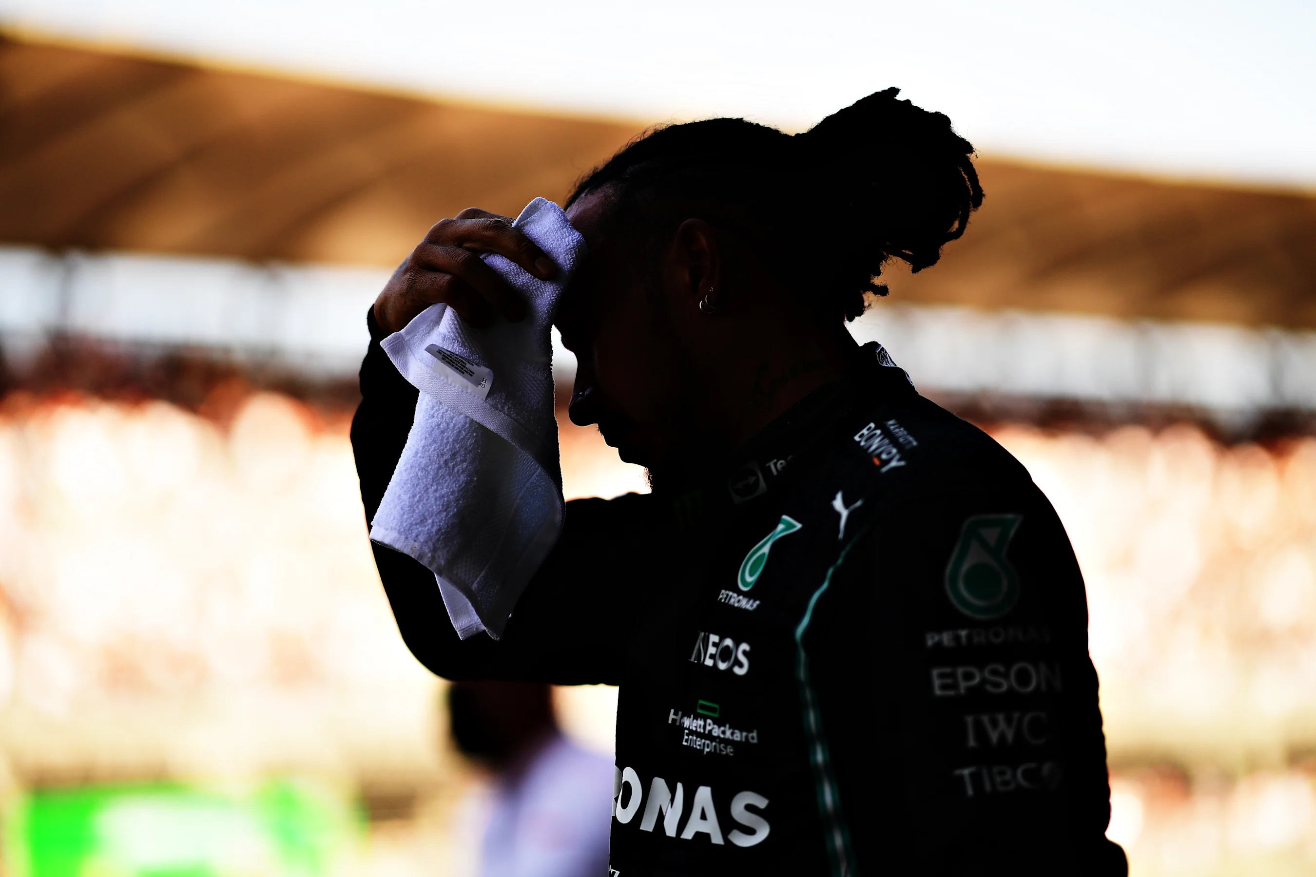 MEXICO CITY, MEXICO - NOVEMBER 06: Second place qualifier Lewis Hamilton of Great Britain and