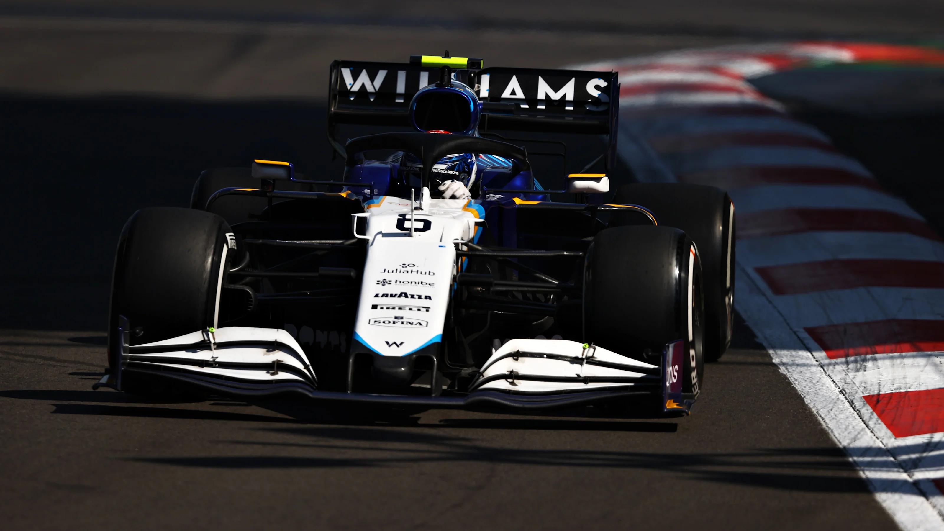 MEXICO CITY, MEXICO - NOVEMBER 07: Nicholas Latifi of Canada driving the (6) Williams Racing FW43B