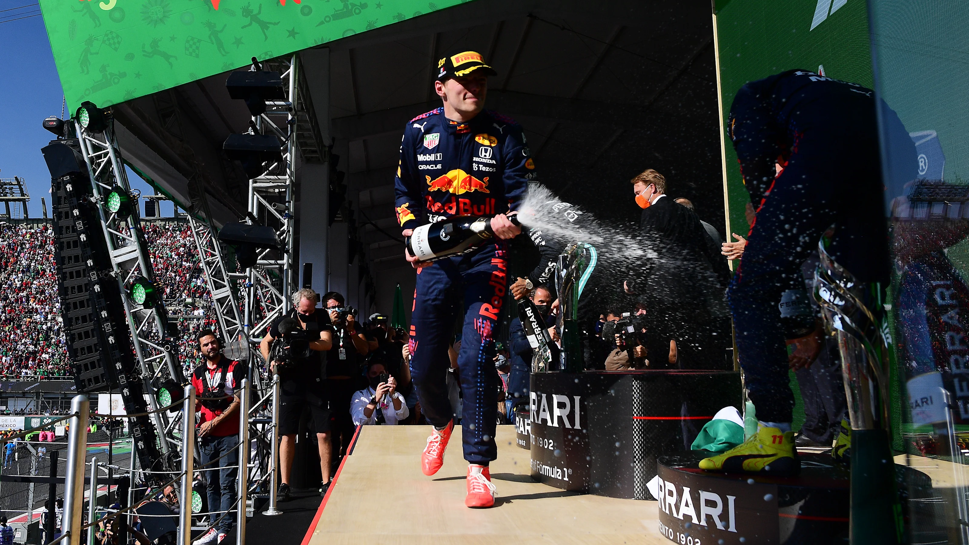 MEXICO CITY, MEXICO - NOVEMBER 07: Race winner Max Verstappen of Netherlands and Red Bull Racing