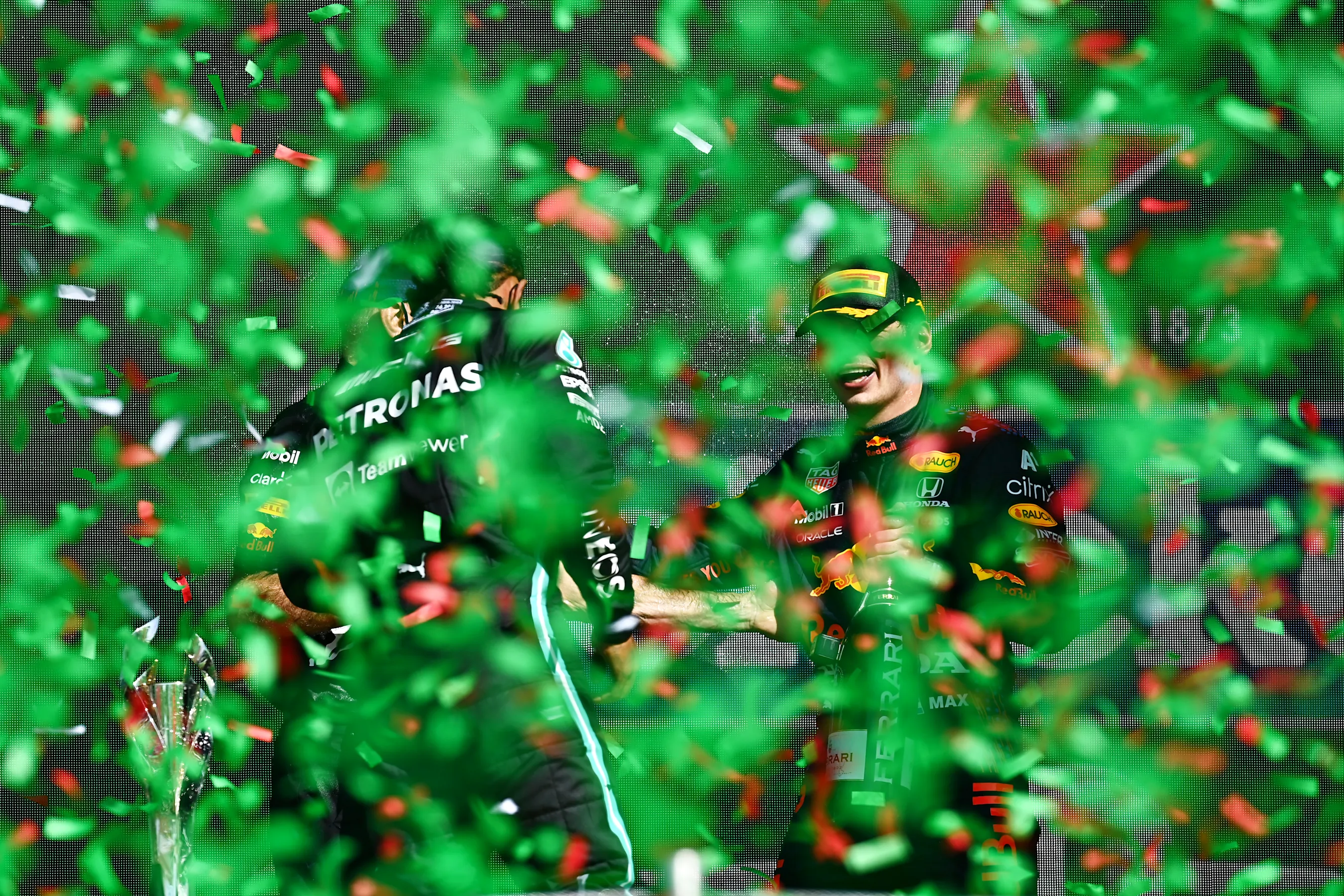 MEXICO CITY, MEXICO - NOVEMBER 07: Second placed Lewis Hamilton of Great Britain and Mercedes GP