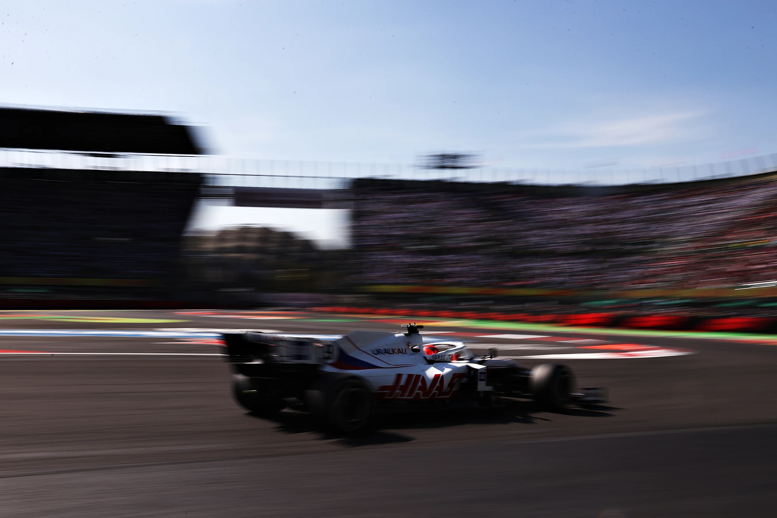 MEXICO CITY, MEXICO - NOVEMBER 07: Nikita Mazepin of Russia driving the (9) Haas F1 Team VF-21