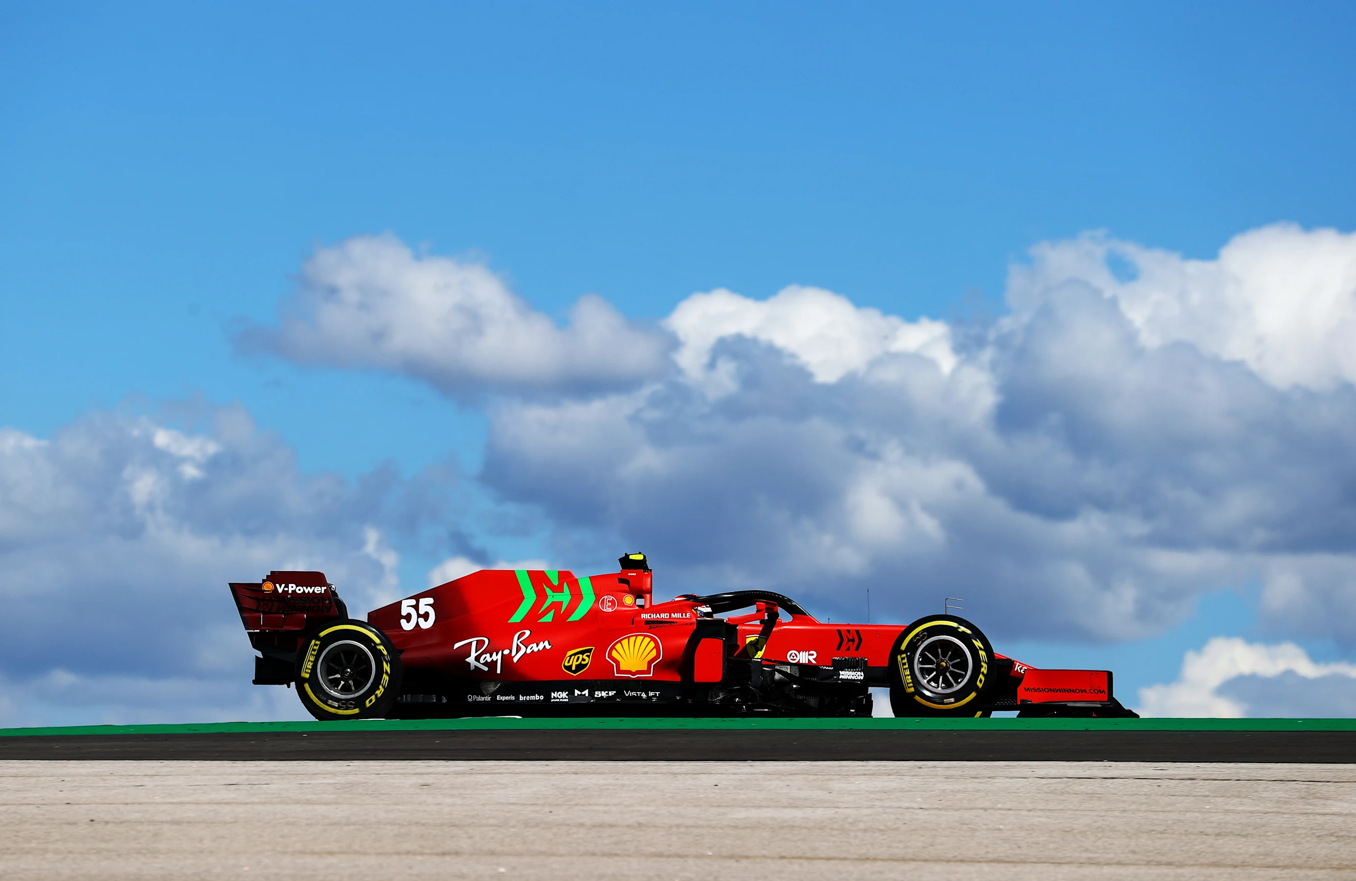 PORTIMAO, PORTUGAL - APRIL 30: Carlos Sainz of Spain driving the (55) Scuderia Ferrari SF21 on