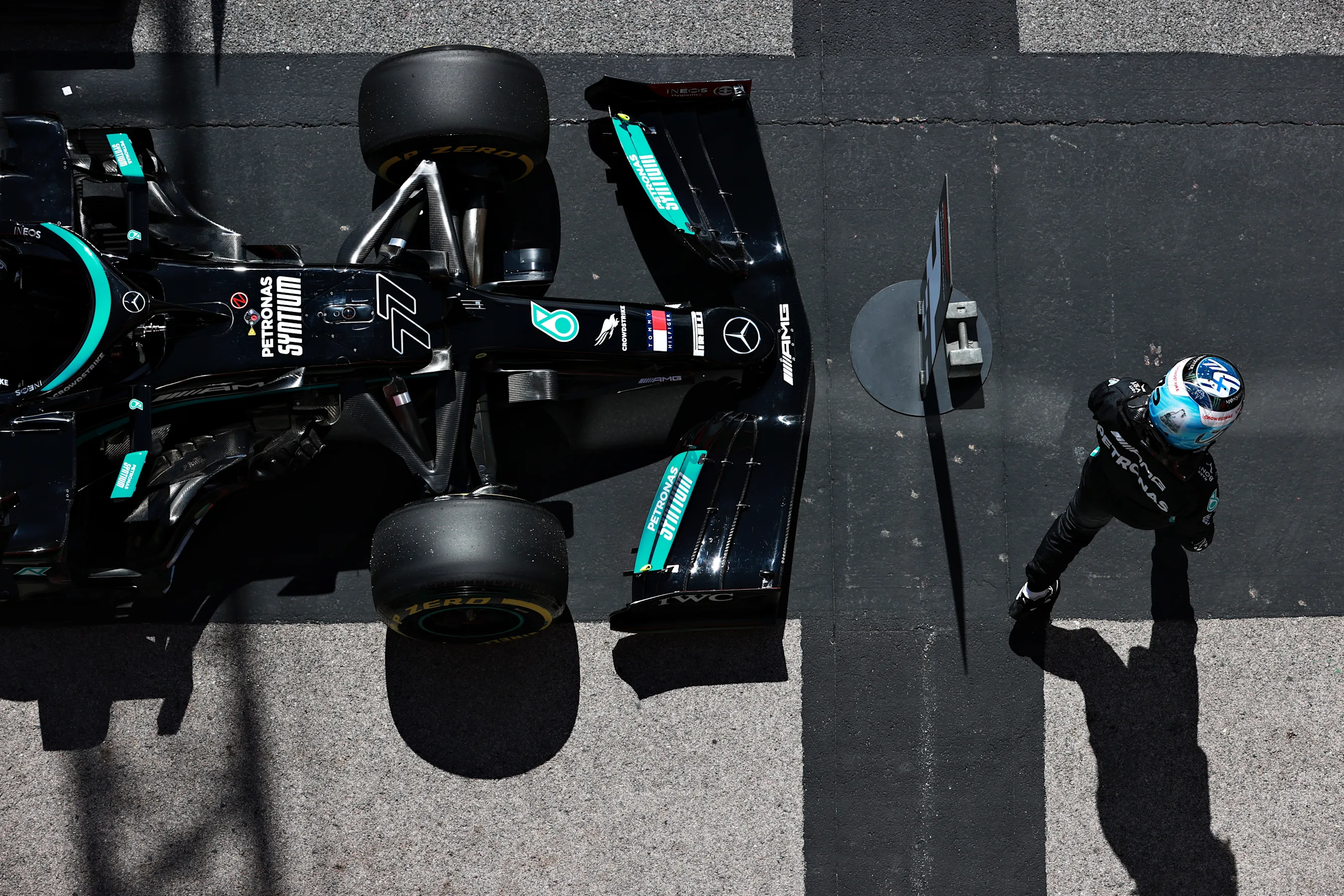 PORTIMAO, PORTUGAL - MAY 01: Pole position qualifier Valtteri Bottas of Finland and Mercedes GP