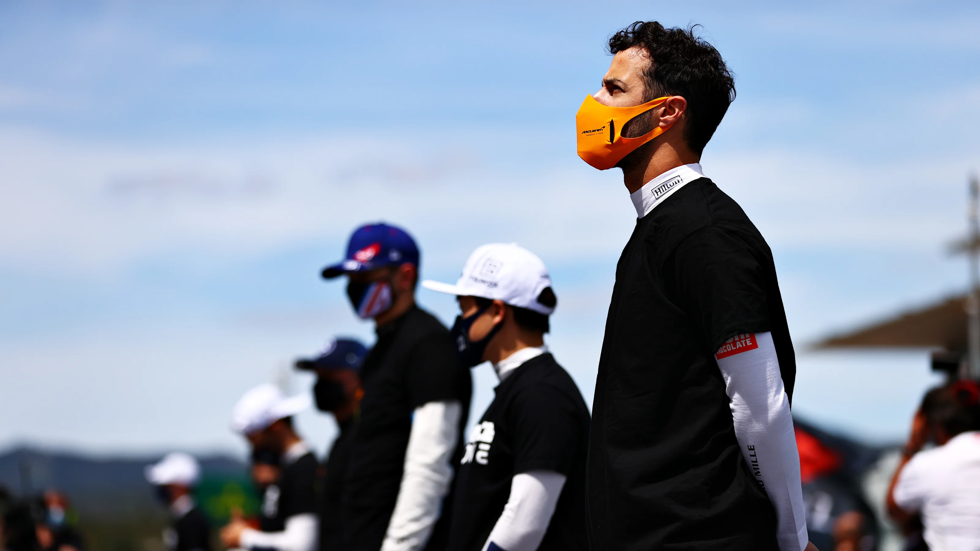 PORTIMAO, PORTUGAL - MAY 02: Daniel Ricciardo of Australia and McLaren F1 stands for the national